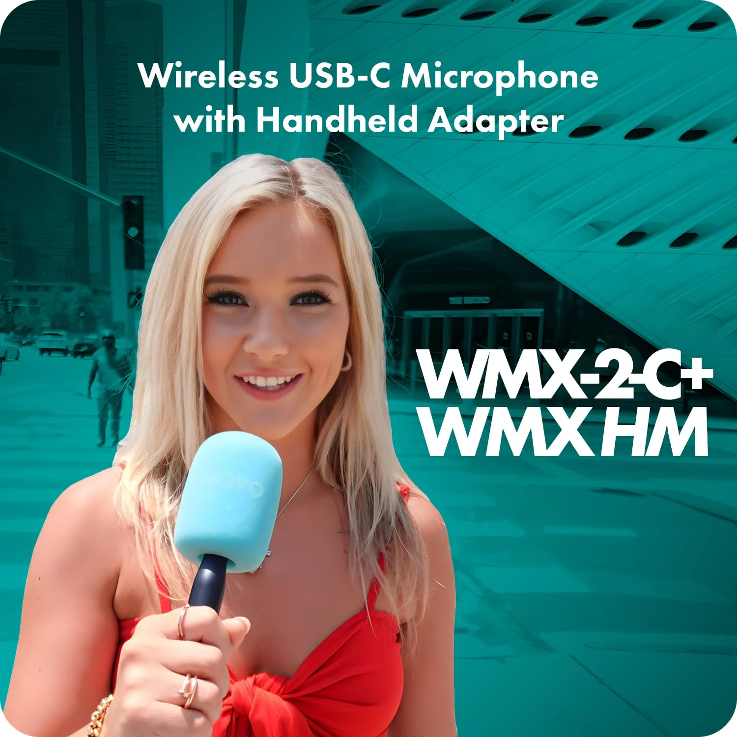Movo WMX-2-C USB-C Wireless Lavalier Microphone for iPhone 15/Android/USB C Devices with WMX-HM Handheld Adapter - Lapel Mic with Handle Mount for Content Creators, Interviews, Reporting USB-C Single - Image 2