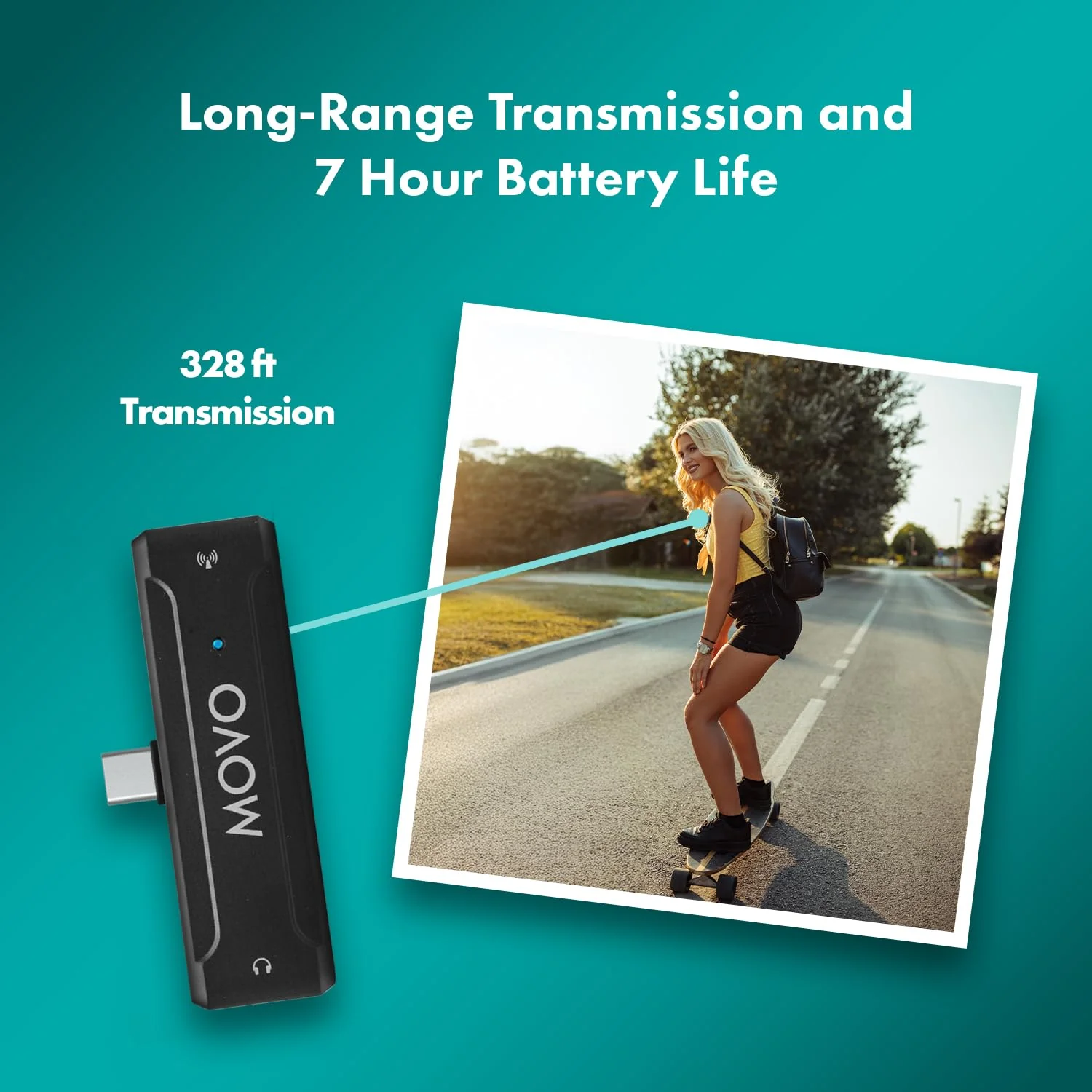 Movo WMX-2-C USB-C Wireless Lavalier Microphone for iPhone 15/Android/USB C Devices with WMX-HM Handheld Adapter - Lapel Mic with Handle Mount for Content Creators, Interviews, Reporting USB-C Single - Image 3