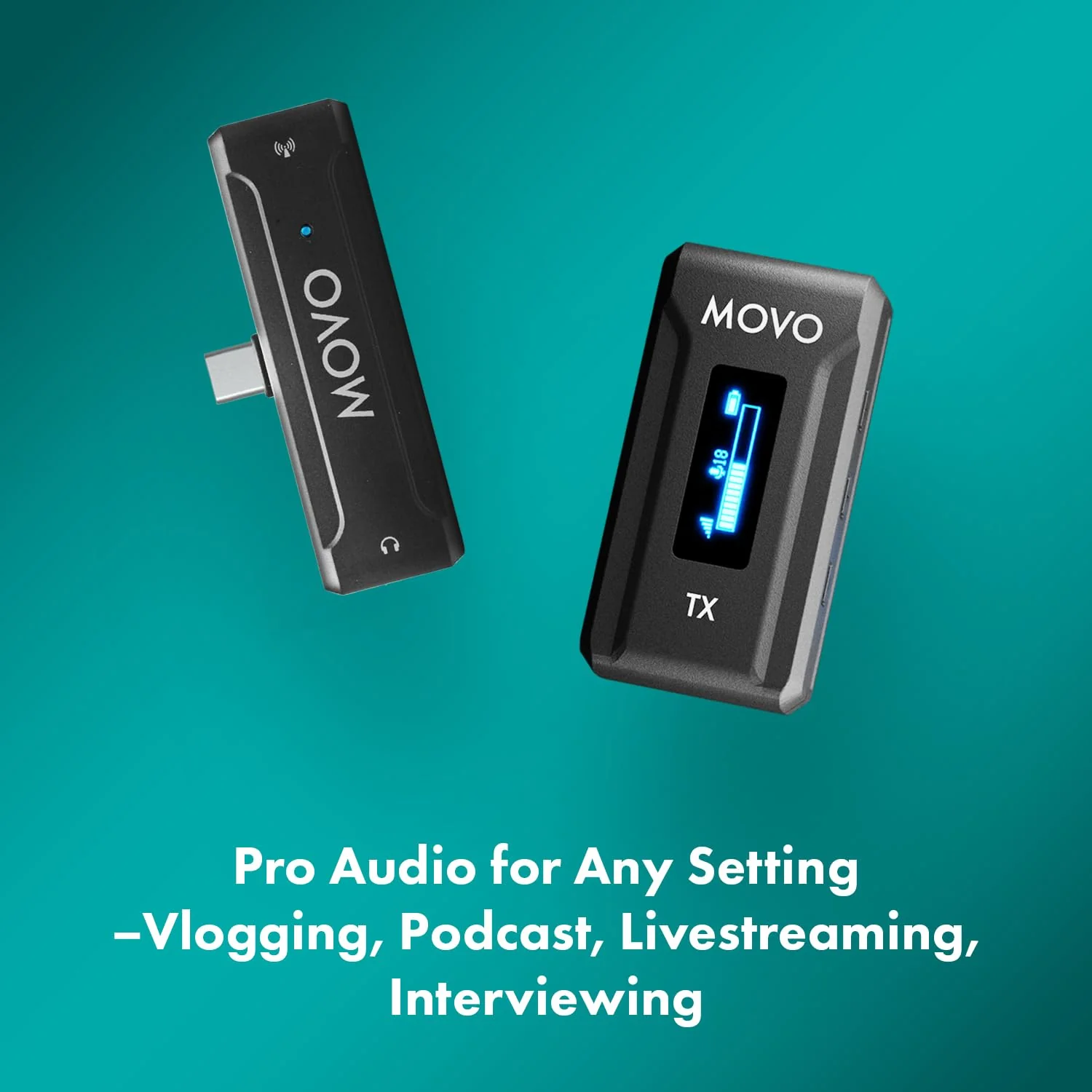 Movo WMX-2-C USB-C Wireless Lavalier Microphone for iPhone 15/Android/USB C Devices with WMX-HM Handheld Adapter - Lapel Mic with Handle Mount for Content Creators, Interviews, Reporting USB-C Single - Image 5
