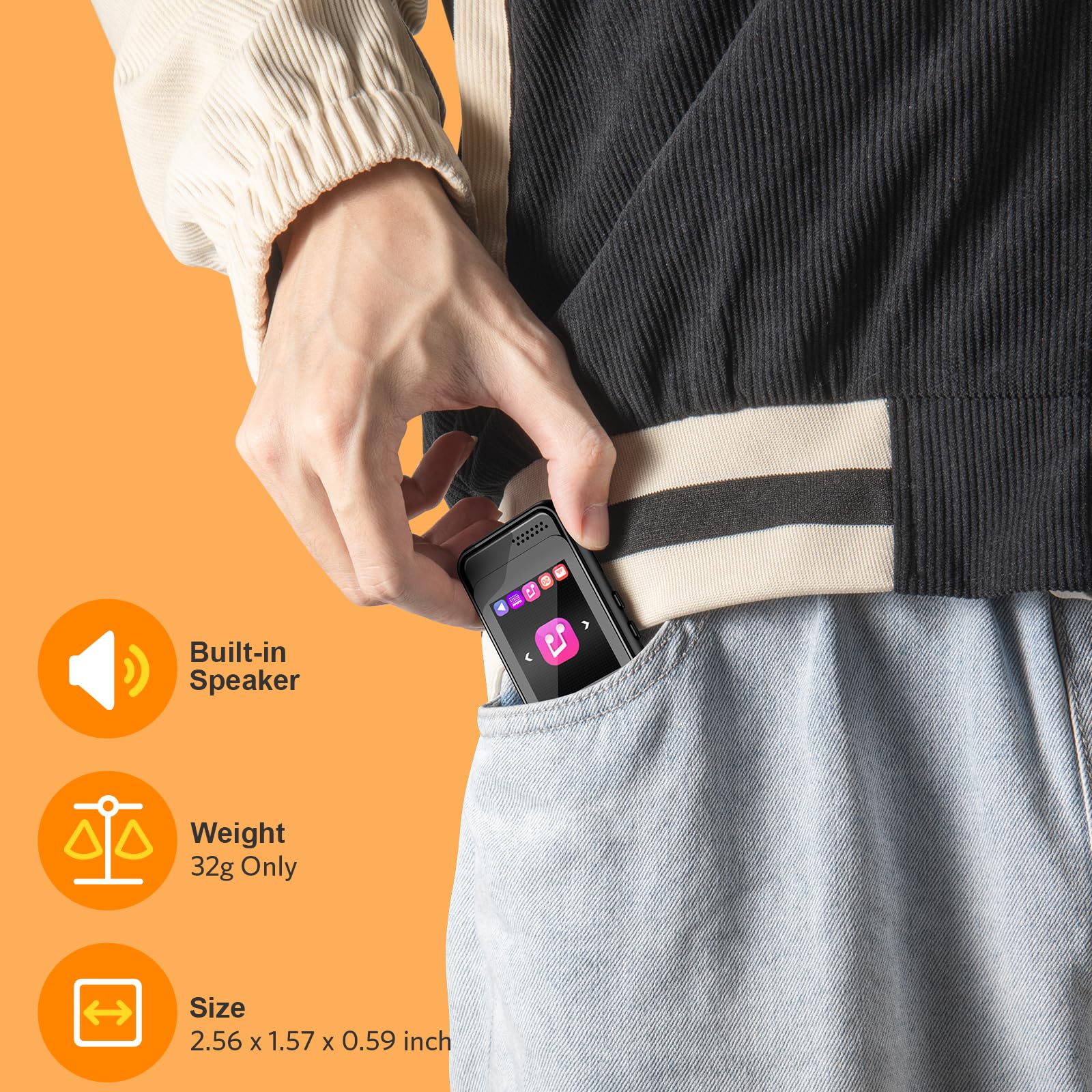 MP3 Player with Bluetooth,Portable Full Touchscreen Music Player with Speaker and Micro SD Card Slot,MP3 Player with FM Radio,Voice Recording,Earphone,for Kids and Outdoors,Max 256GB Expand 8GB - Image 7