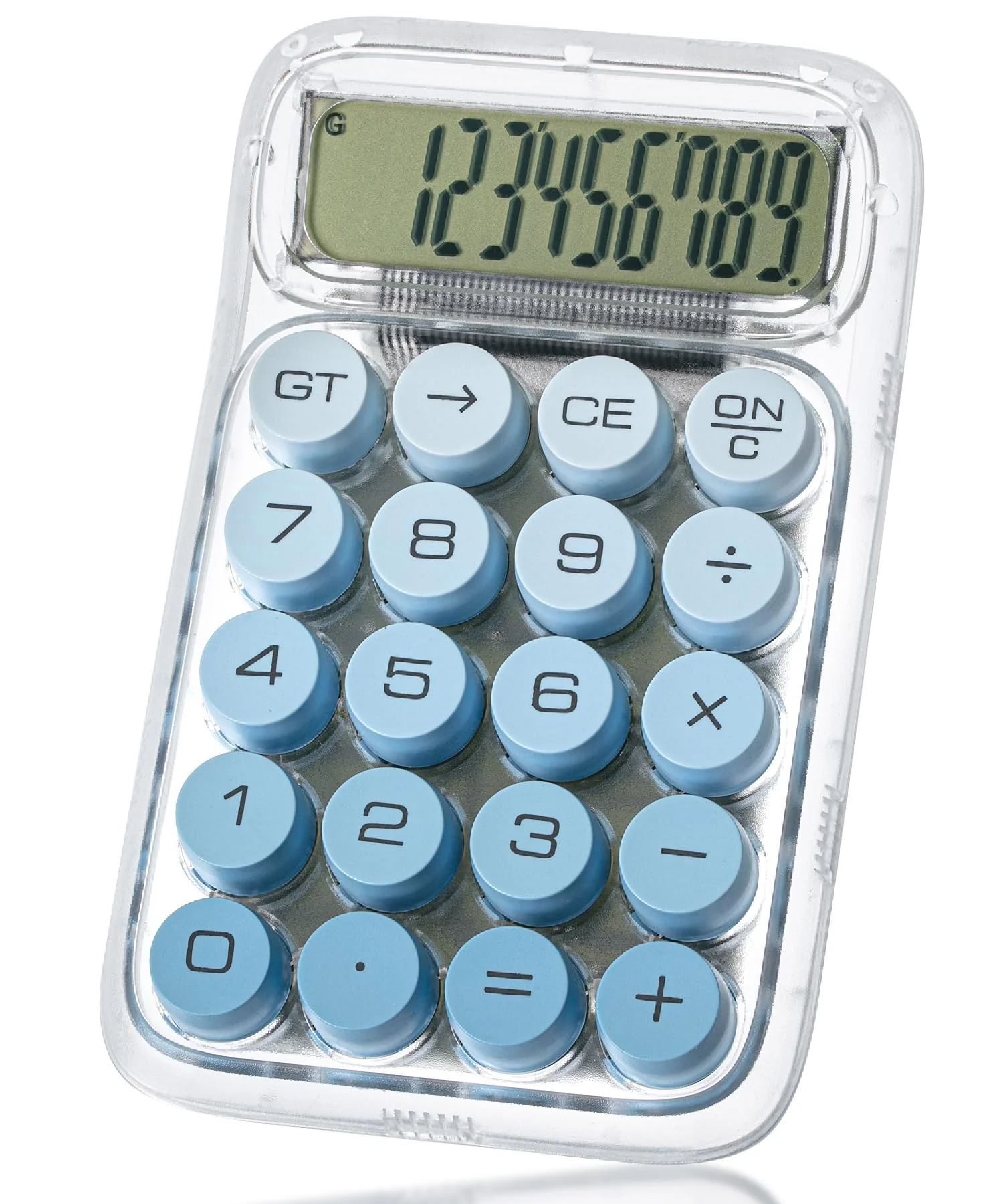 Mr. Pen- Mechanical Switch Calculator, 10 Digits, Blue Calculator, Transparent Body, Large LCD Display, Big Buttons Mechanical Calculator Desktop Calculator, Cute Calculator, Aesthetic Calculator