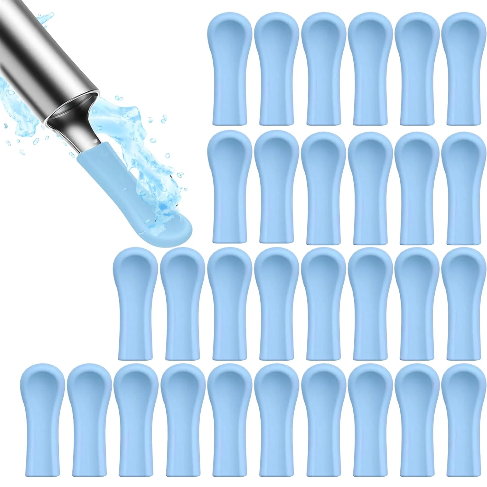 Mrltau Pack of 30 Silicone Ear Cleaner Head for Earwax Remover, Ear Spoon Accessories for Ear Wax Removal Otoscope, Replacement Tips for Ear Suckers, Ear Wax Sucker Ear Cleaner Accessories A