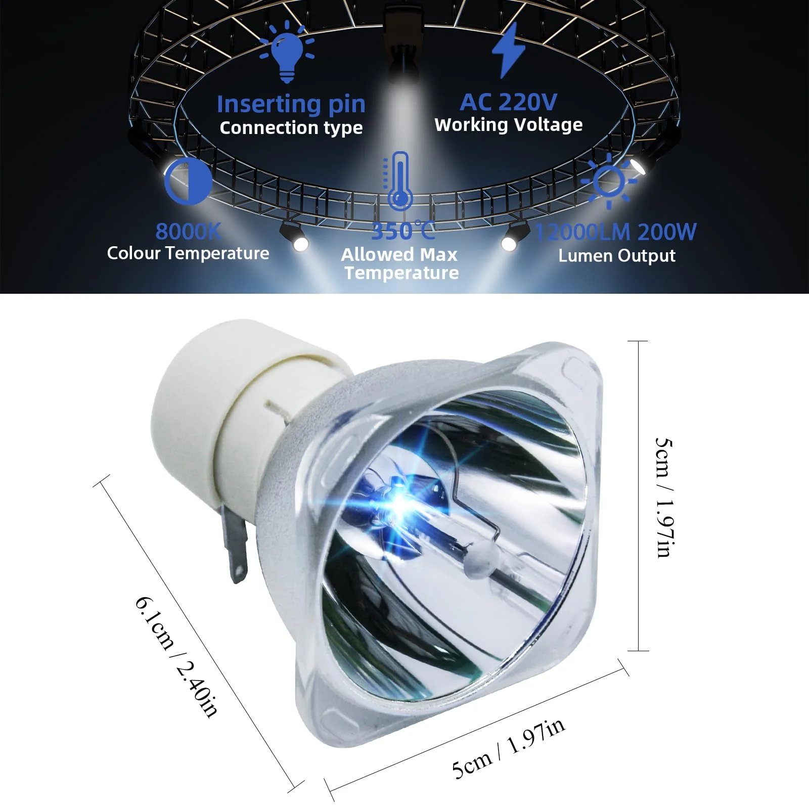 Msd Platinum 5R 200W Replacement Projector Lamps for Moving Head Beam Lamp, Stage Light Bulb, Moving Head Light - Image 5