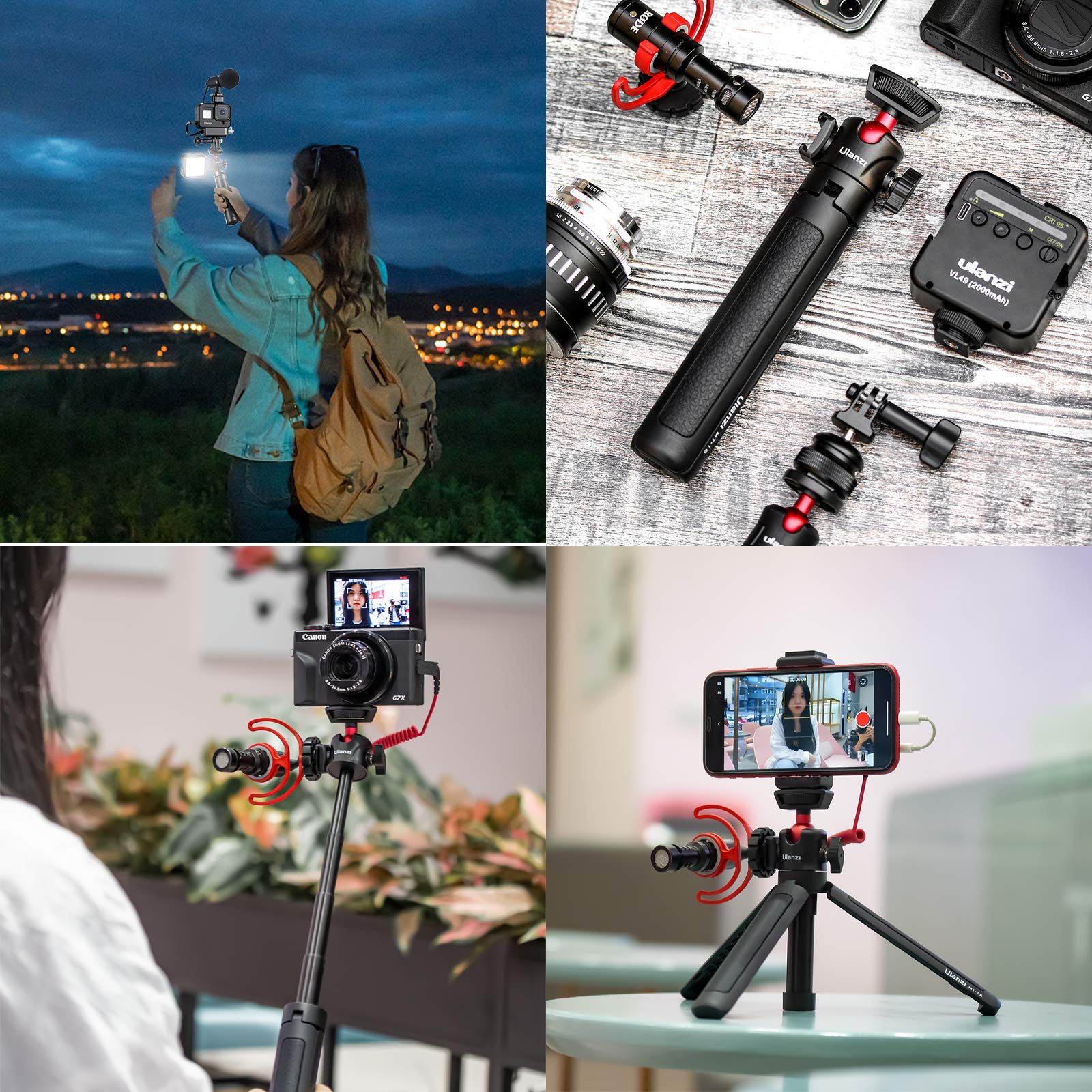 MT-16 Extendable Phone Camera Tripod, 4 Levels Adjustment 360° Ball Head Cold Shoe Lightweight Portable Vlog Travel Selfie Stick Handle Grip Desktop Webcam Tripod for iPhone DSLR Sony Gopro 10 - Image 7