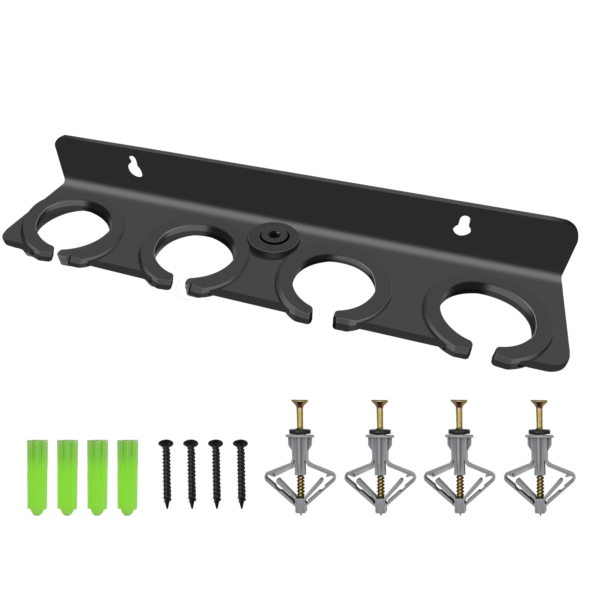 Multi Microphone Holder (Aluminum) for Handheld Dynamic, Wired and Wireless Mics, Multiple Mic Organizer for Mic Stand, Rubber Padding/Wall Mounted or Mounted to 5/8"-27 or 3/8"-16 Threaded Stands Up to 4 Mics