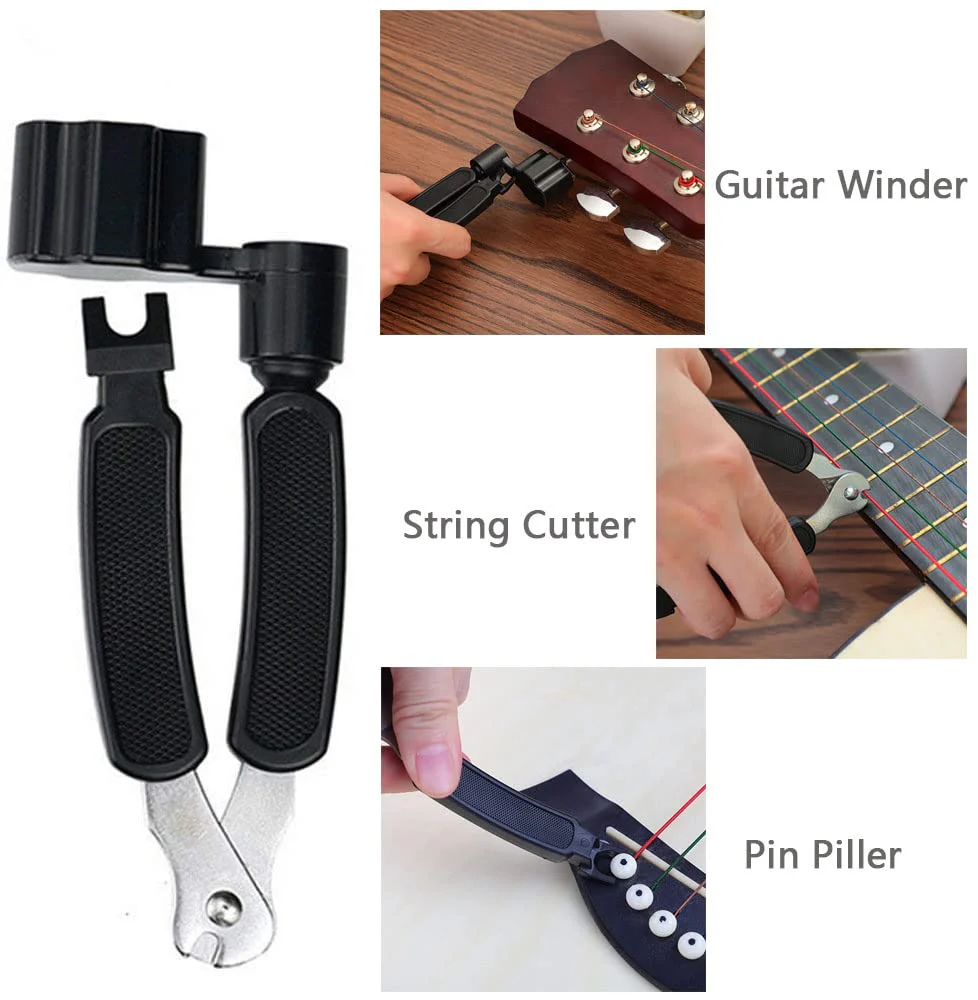 Multifunctional Guitar String Winder String Cutter and Bridge Pin Puller Set 3 in 1 Guitar Repair Tool - Image 2