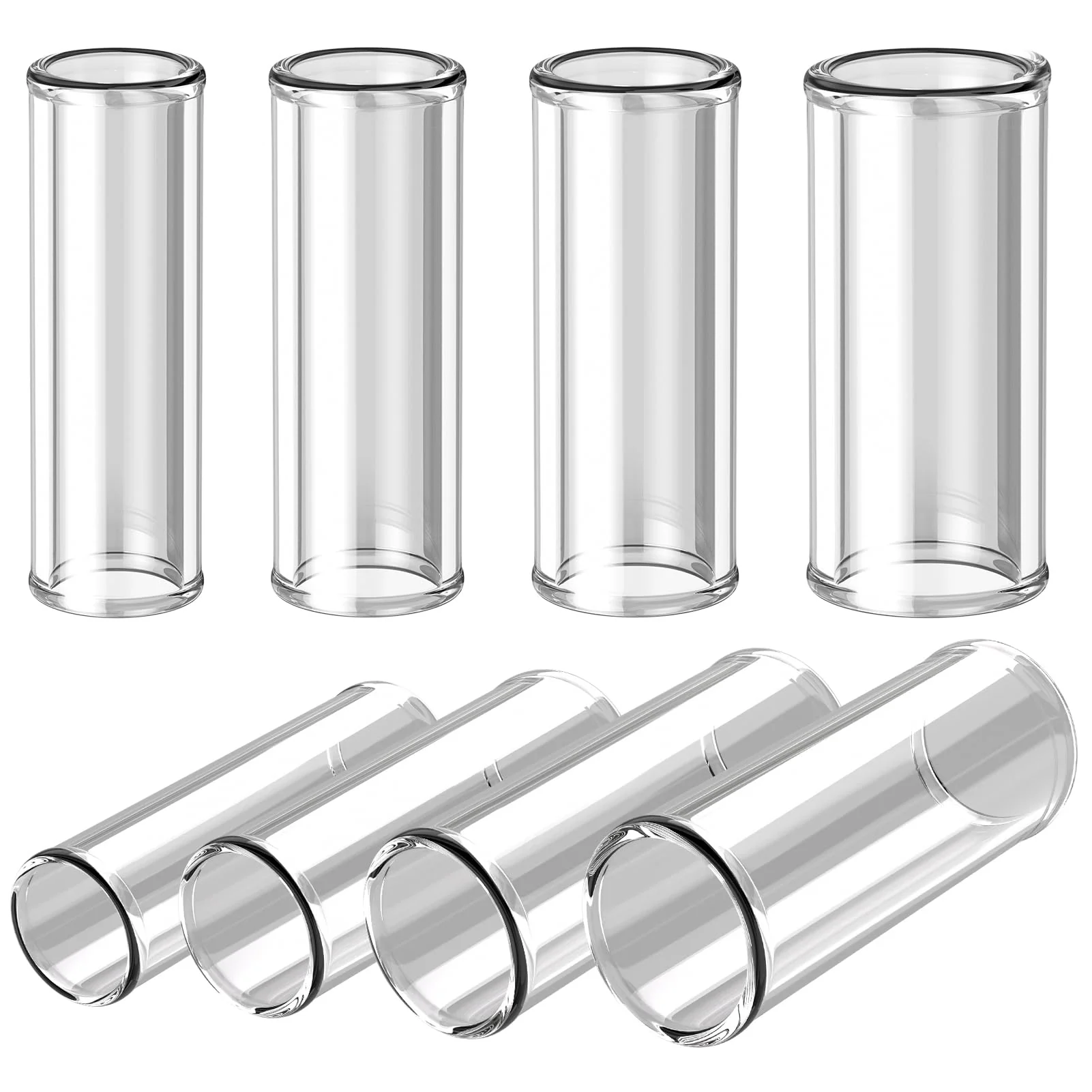Multisize Glass Guitar Slide Set of 8 - Glass Guitar Slides for Electric and Acoustic, Include Guitar Slides Large Small Medium and Extra Large Slide Guitar multisize - length 2.36 inch clear
