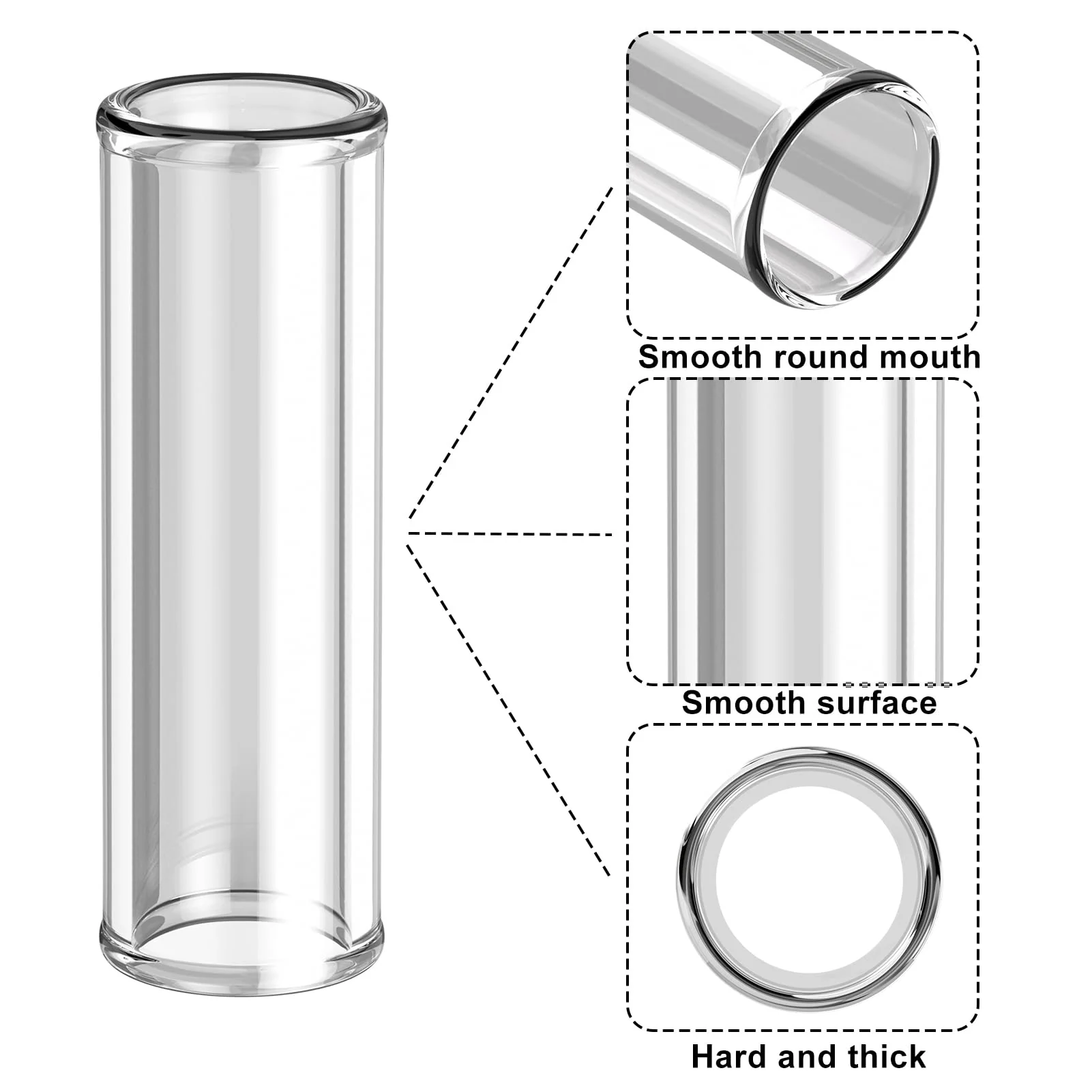 Multisize Glass Guitar Slide Set of 8 - Glass Guitar Slides for Electric and Acoustic, Include Guitar Slides Large Small Medium and Extra Large Slide Guitar multisize - length 2.36 inch clear - Image 3