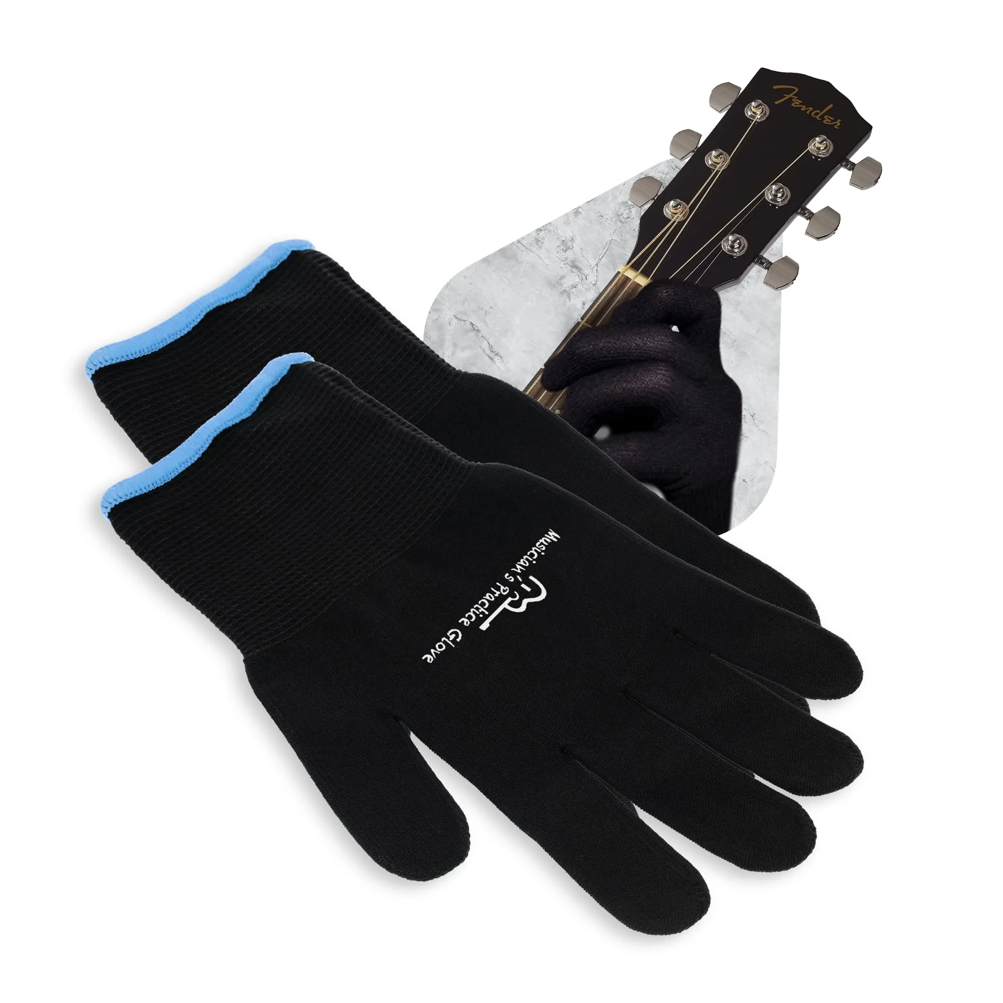 Musician's Practice Glove - 2 Gloves - Finger & Hand issues Medium Black