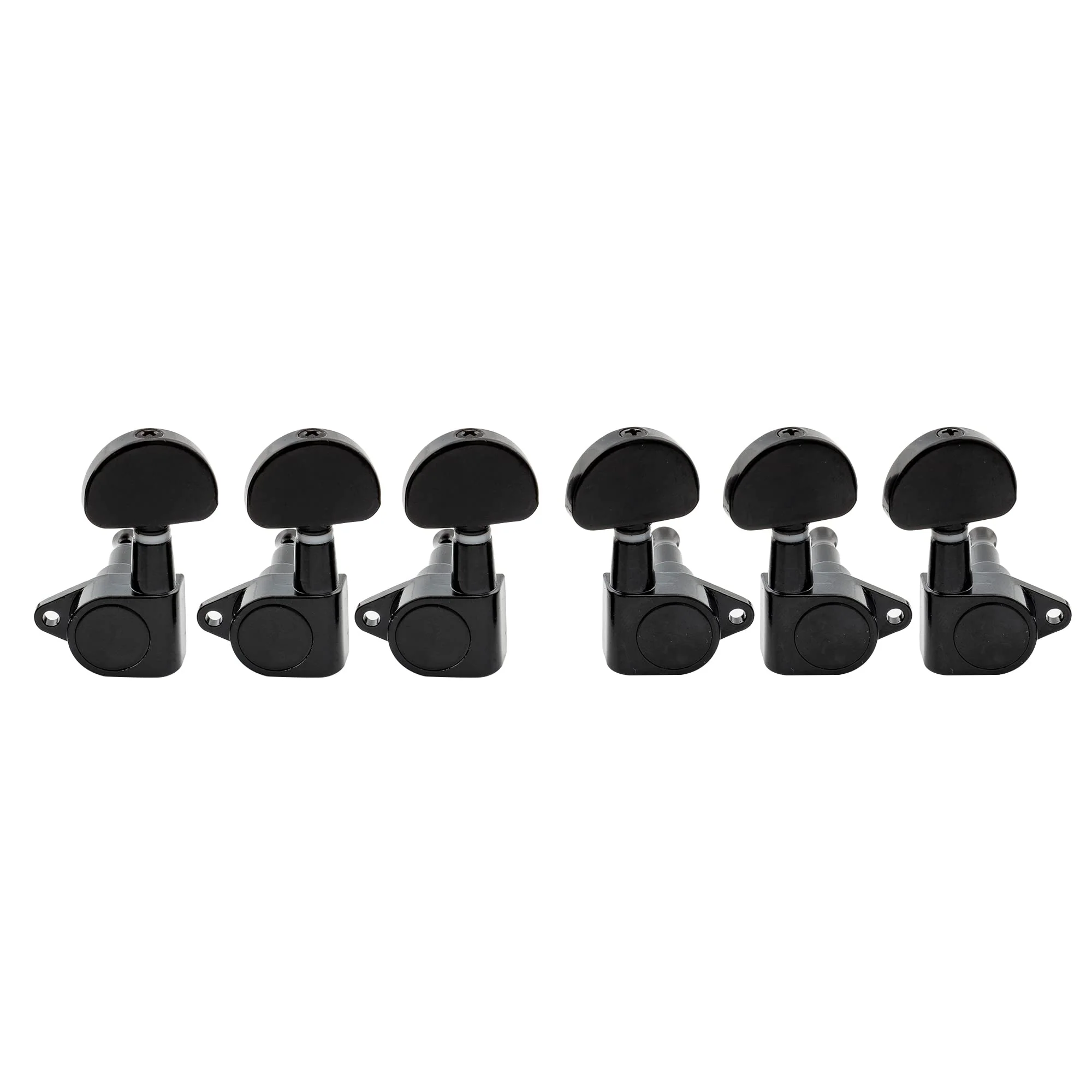 Musiclily 3+3 Epi Style Sealed Guitar Tuners String Tuning Pegs Keys Machine Heads Set for Les Paul Epiphone Electric Guitar, Half Moon Button Black Epi Half Moon Black