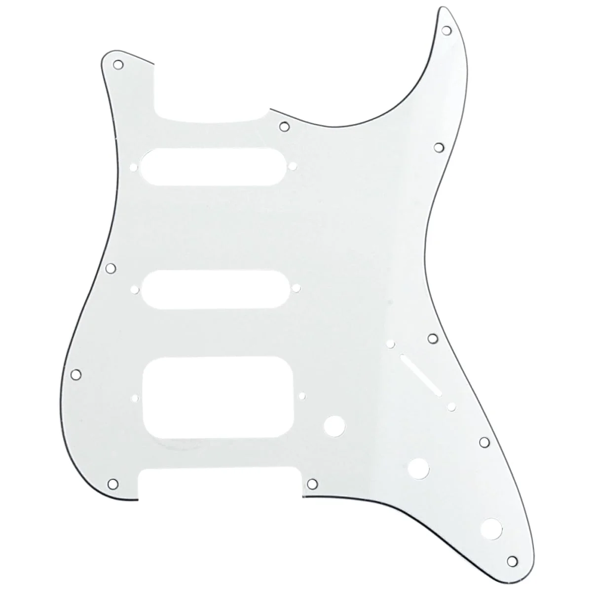 Musiclily Pro 11-Hole Round Corner HSS Guitar Strat Pickguard Humbucker for USA/Mexican Stratocaster Open Pickup, 3Ply Parchment