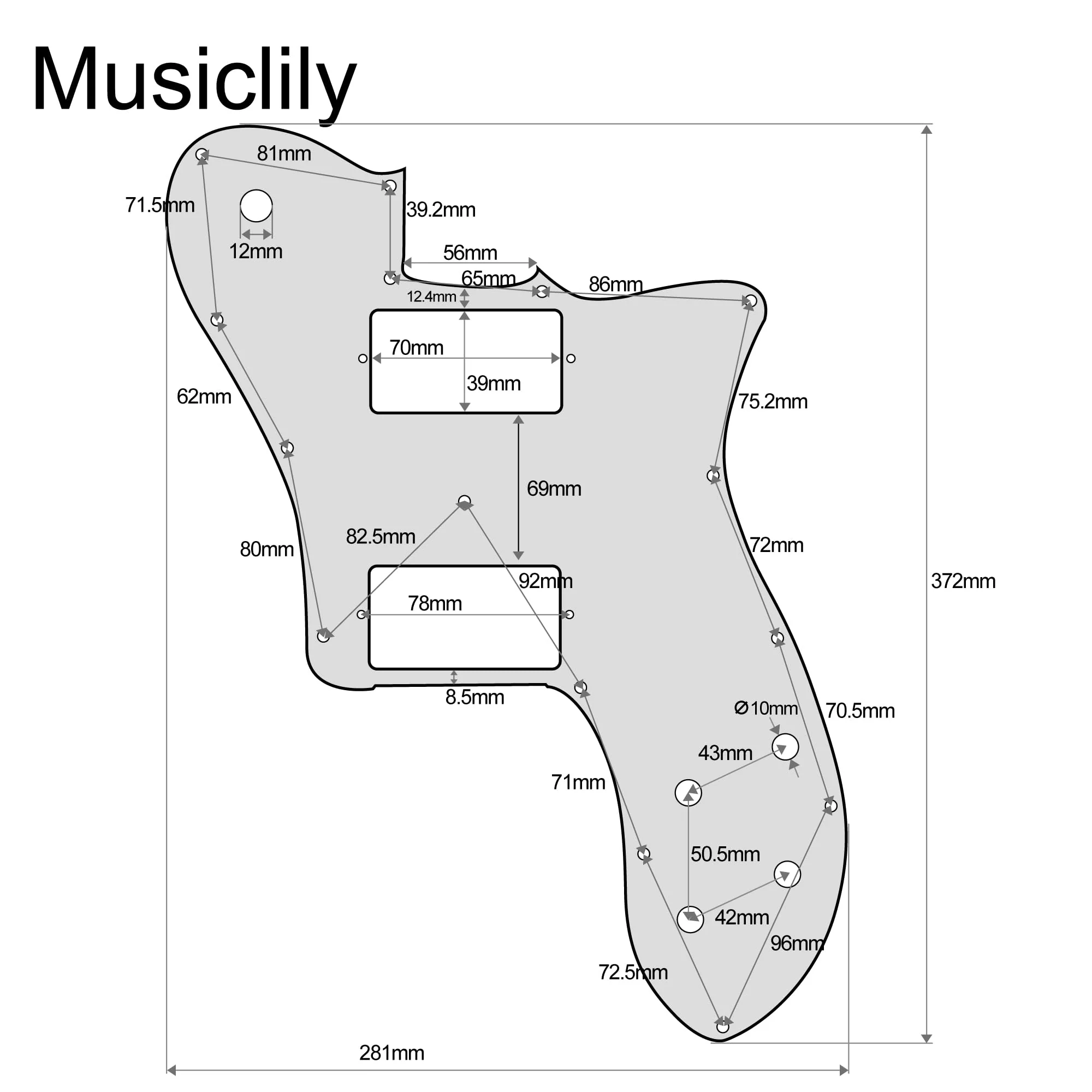 Musiclily Pro 15 Holes Covered HH Guitar Pickguard for Mexico Fender 72 Tele Deluxe Style Electric Guitar, 3Ply Black - Image 2