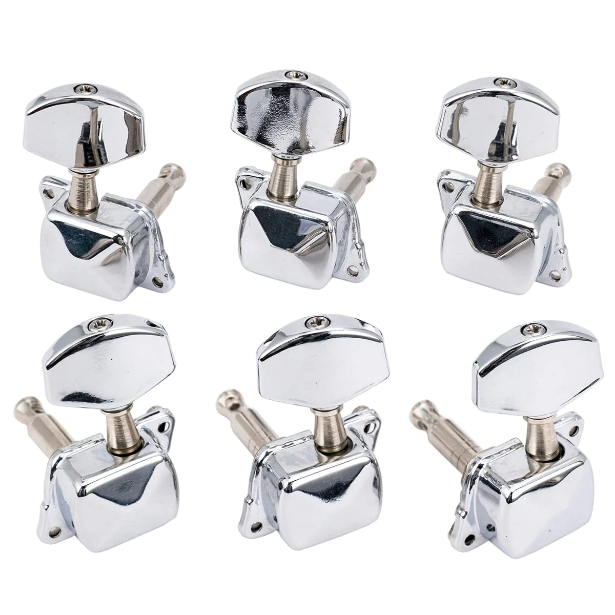 Musiclily Pro 3+3 Semi-closed Guitar Tuners String Tuning Pegs Keys Machine Heads Set for for Acoustic or Electric Guitar,Chrome Half Moon Button Chrome