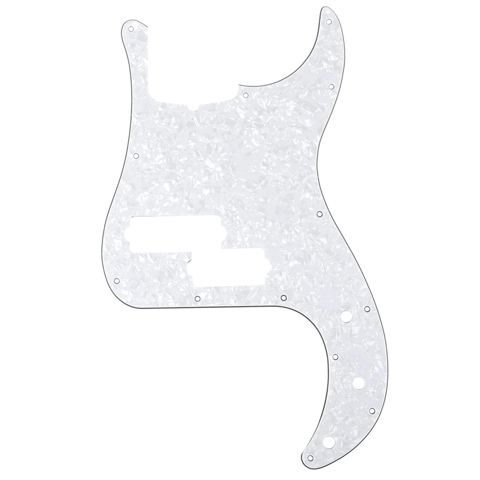 Musiclily Pro 5-String 13-Hole Contemporary P Bass Pickguard for Fender American Precision Bass, 4Ply White Pearl