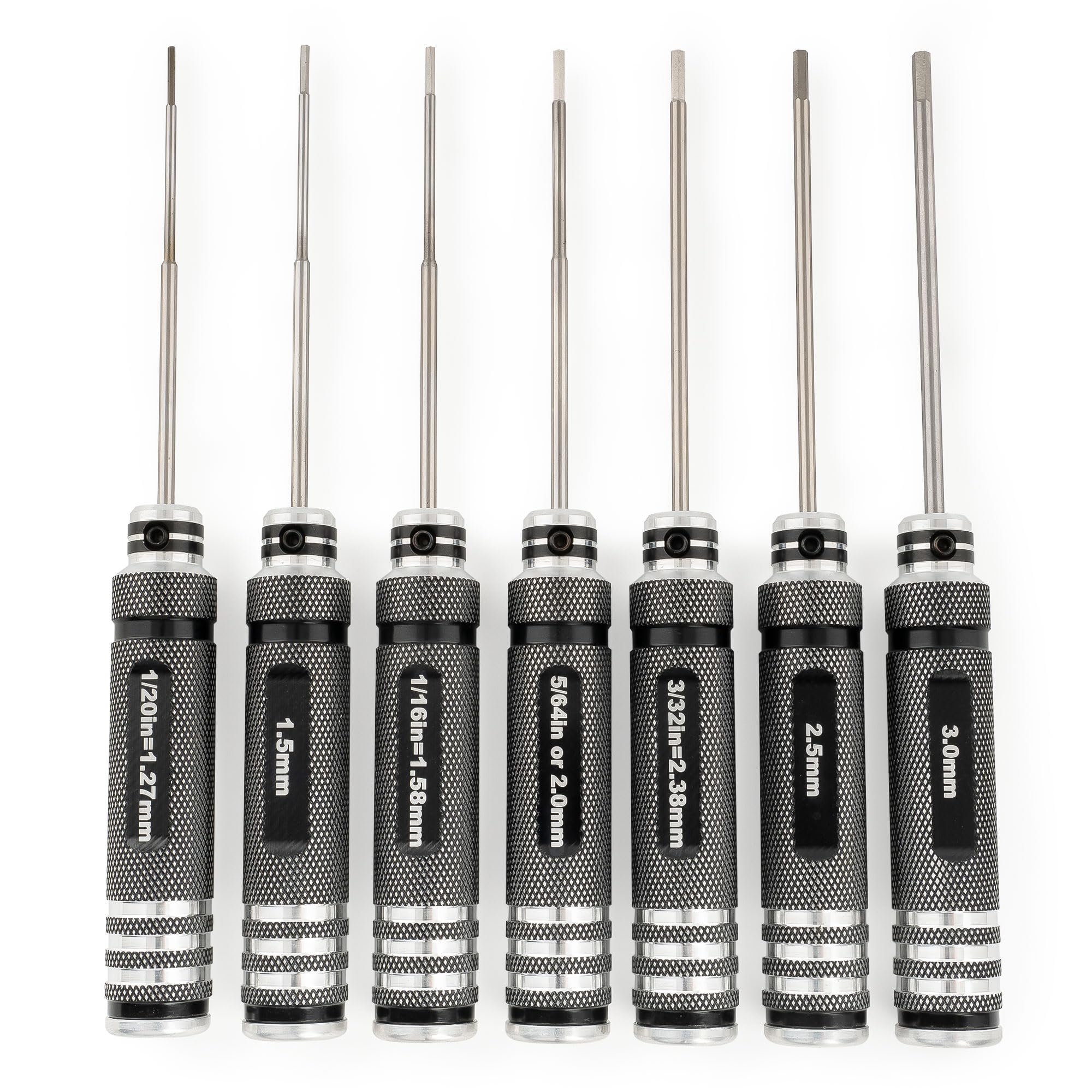 Musiclily Pro High Speed Steel 7Pcs Hex Screwdrivers Hex Keys Wrenches Set for Guitar Bass Bridge Saddles or Knobs Adjustment Full Set