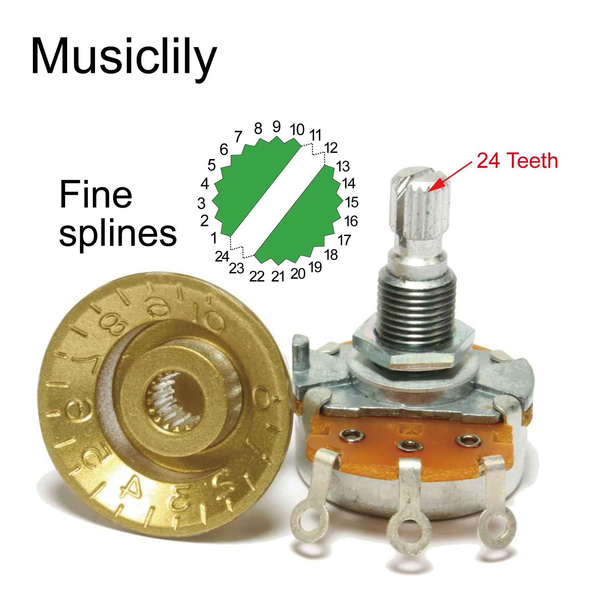 Musiclily Pro Imperial Inch Size Strat Knobs 1 Volume 2 Tone Set for USA Fender Stratocaster Electric Guitar, Aged White(Set of 3) - Image 3
