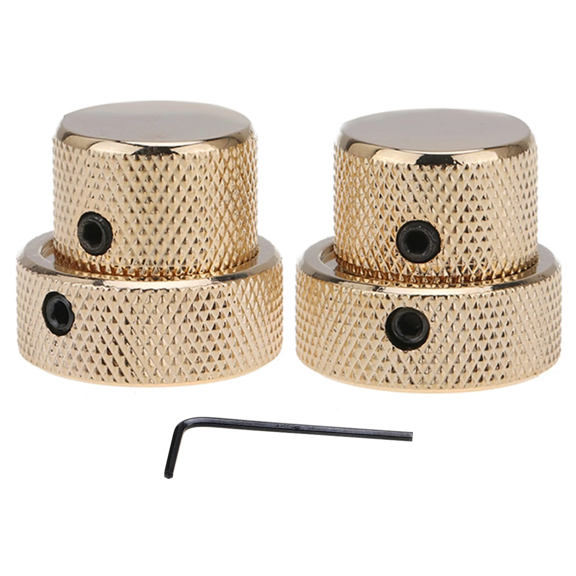 Musiclily Pro Universal Metal Dual Concentric Stacked Control Knobs for Electric Guitar and Bass, Gold (Set of 2)