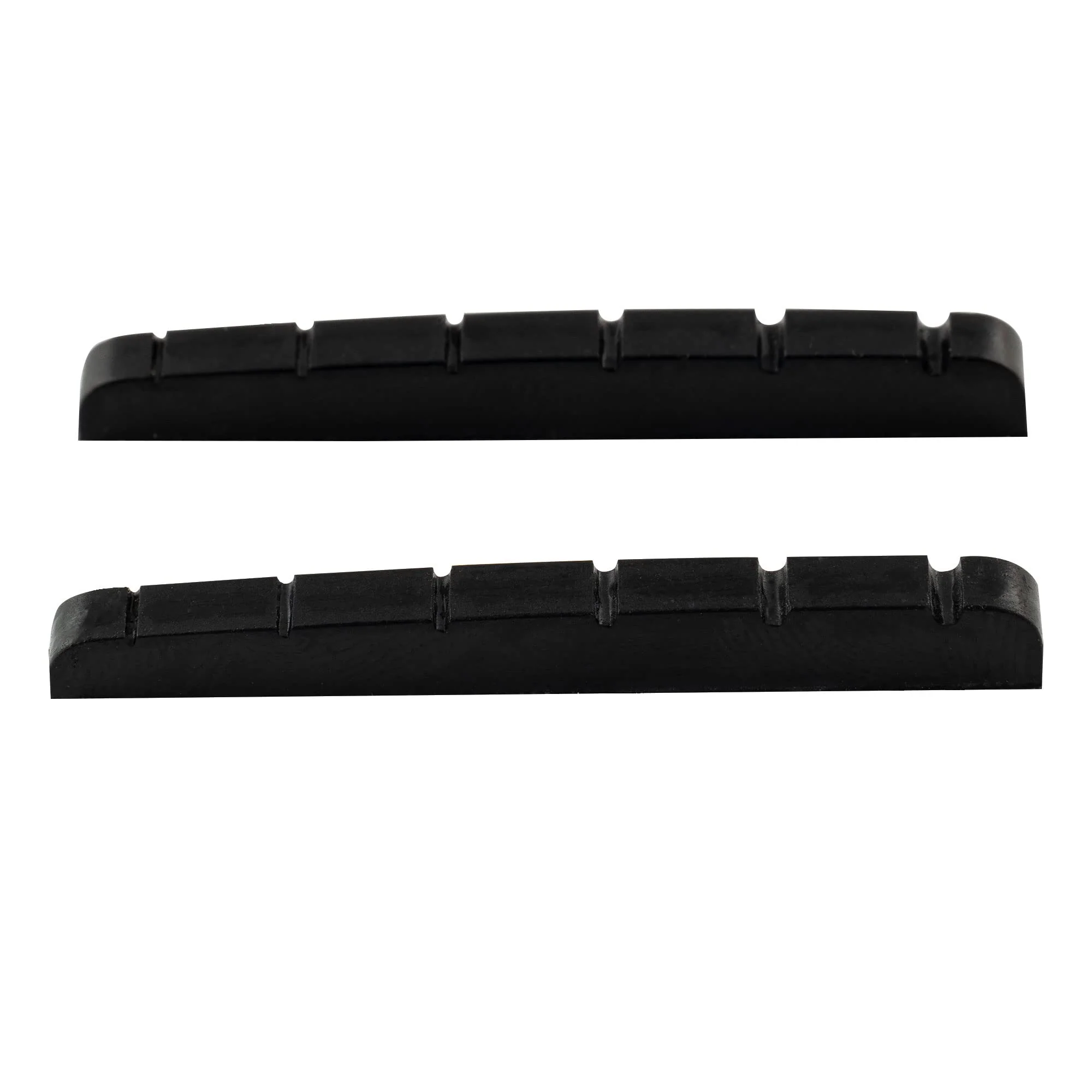 Musiclily Pro Urea Resin Plastic 43mm Slotted Strat Tele Electric Guitar Nuts Flat Bottom for 6-string Stratocaster/Telecaster Guitar, Black (Set of 2)