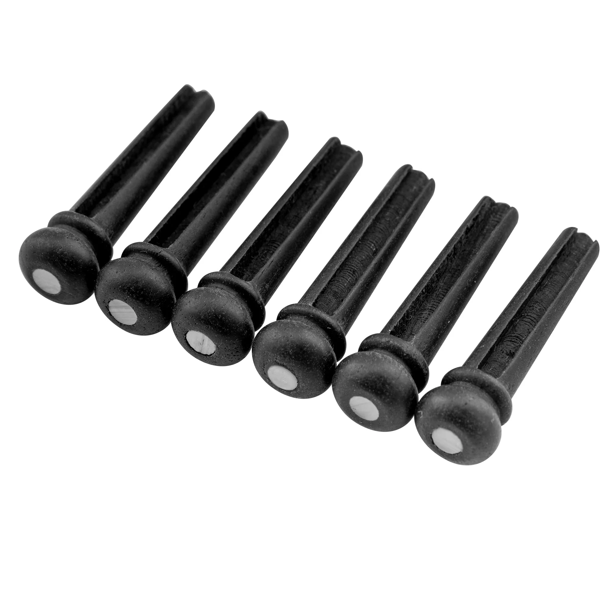 Musiclily SlottedGuitar Ebony Bridge Pins Endpins for Taylor Martin Acoustic Guitar Replacement, Black with White Pearl Shell Dot (Pack of 6) Black w/ White Dot Ebony