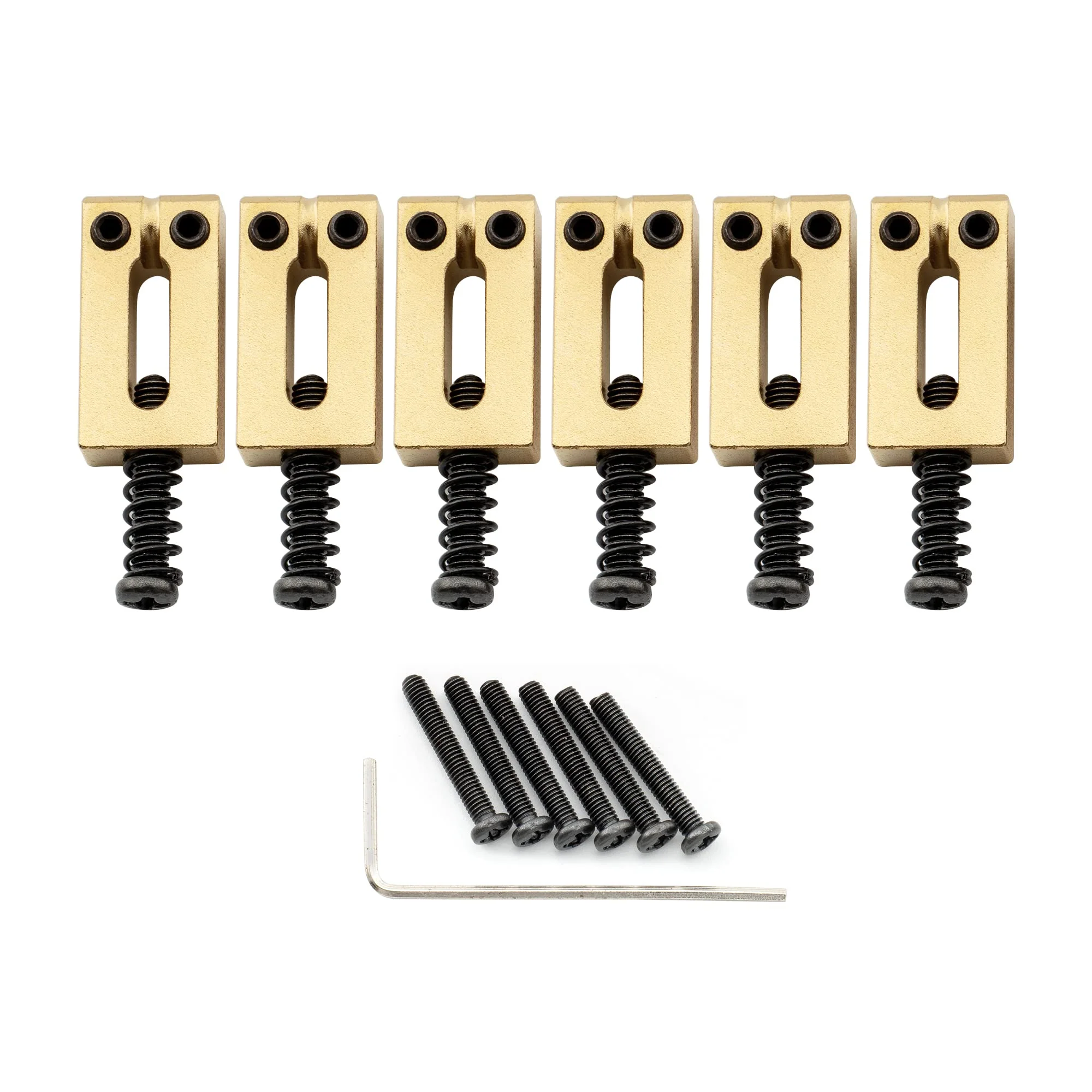 Musiclily Ultra 10.5mm Modern Brass Bridge Saddles for Strat/Tele Style Electric Guitar, Gold (Set of 6)
