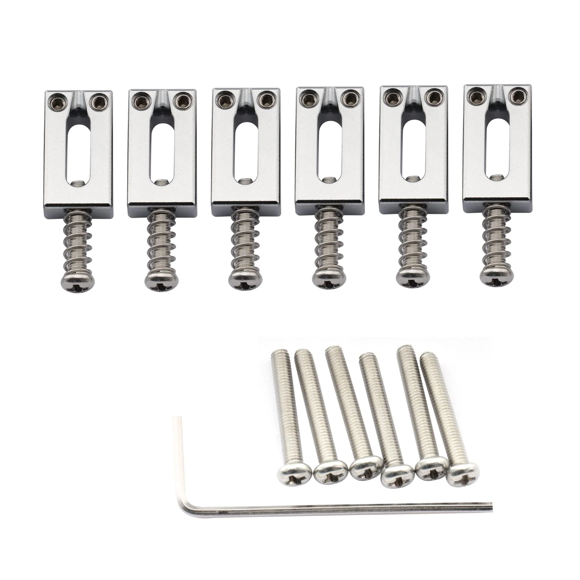 Musiclily Ultra 10.8mm Guitar Bridge Saddles Brass Tremolo Bridge Saddle for Fender Stratocaster Strat ST Telecaster Tele TL Style Electric Guitar Replacement, Chrom (Set of 6) Chrome