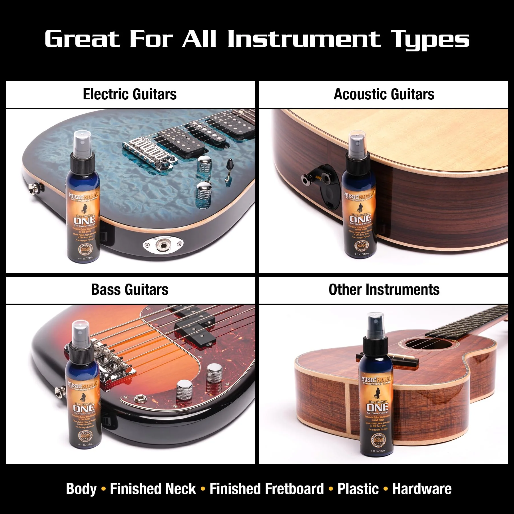 MusicNomad Guitar Body Cleaner/Polish and Fretboard Oil Cleaning Kit with Premium Microfiber Polishing Cloth - Image 4