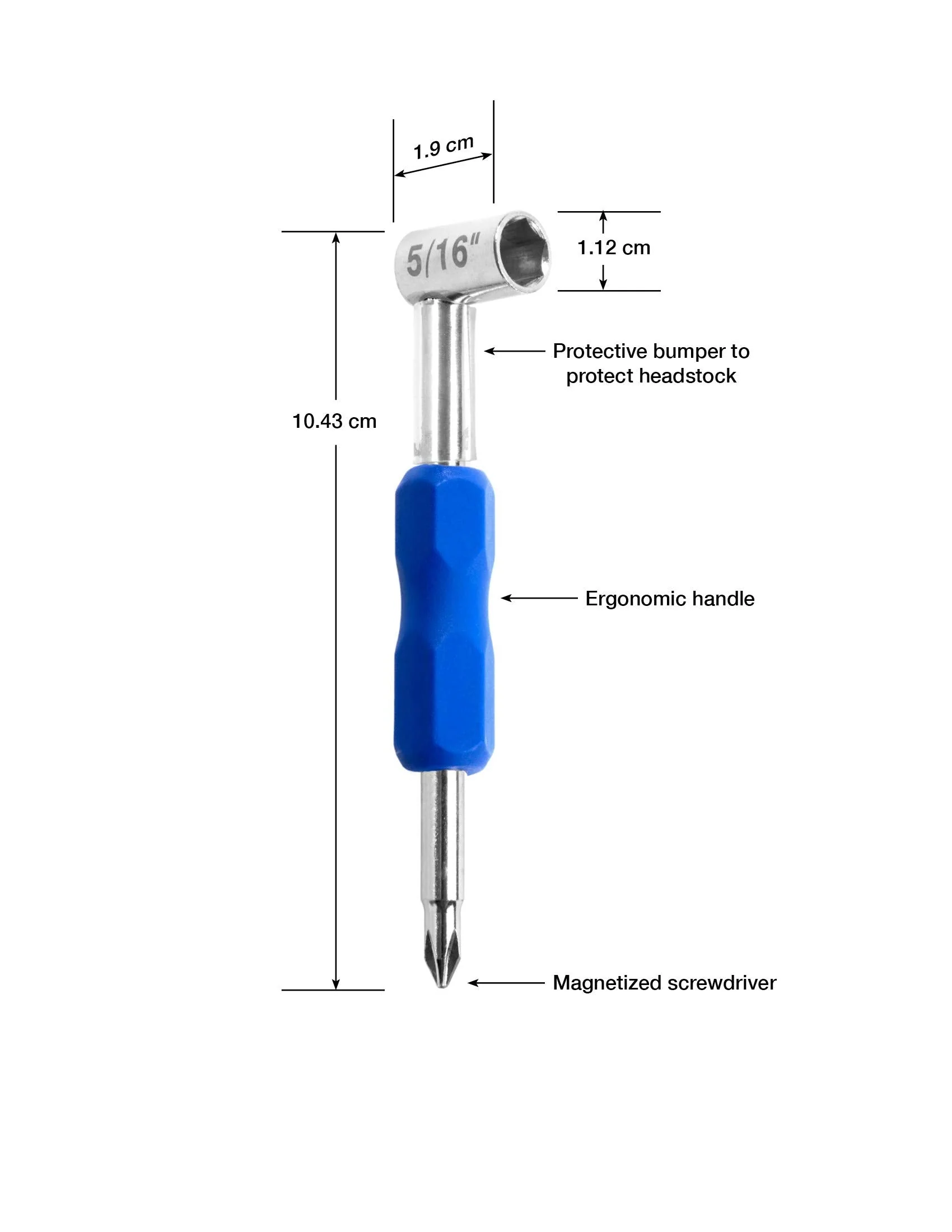 MusicNomad MN232 Premium Truss Rod Wrench - 5/16", Plus Magnetized Screwdriver - Image 3