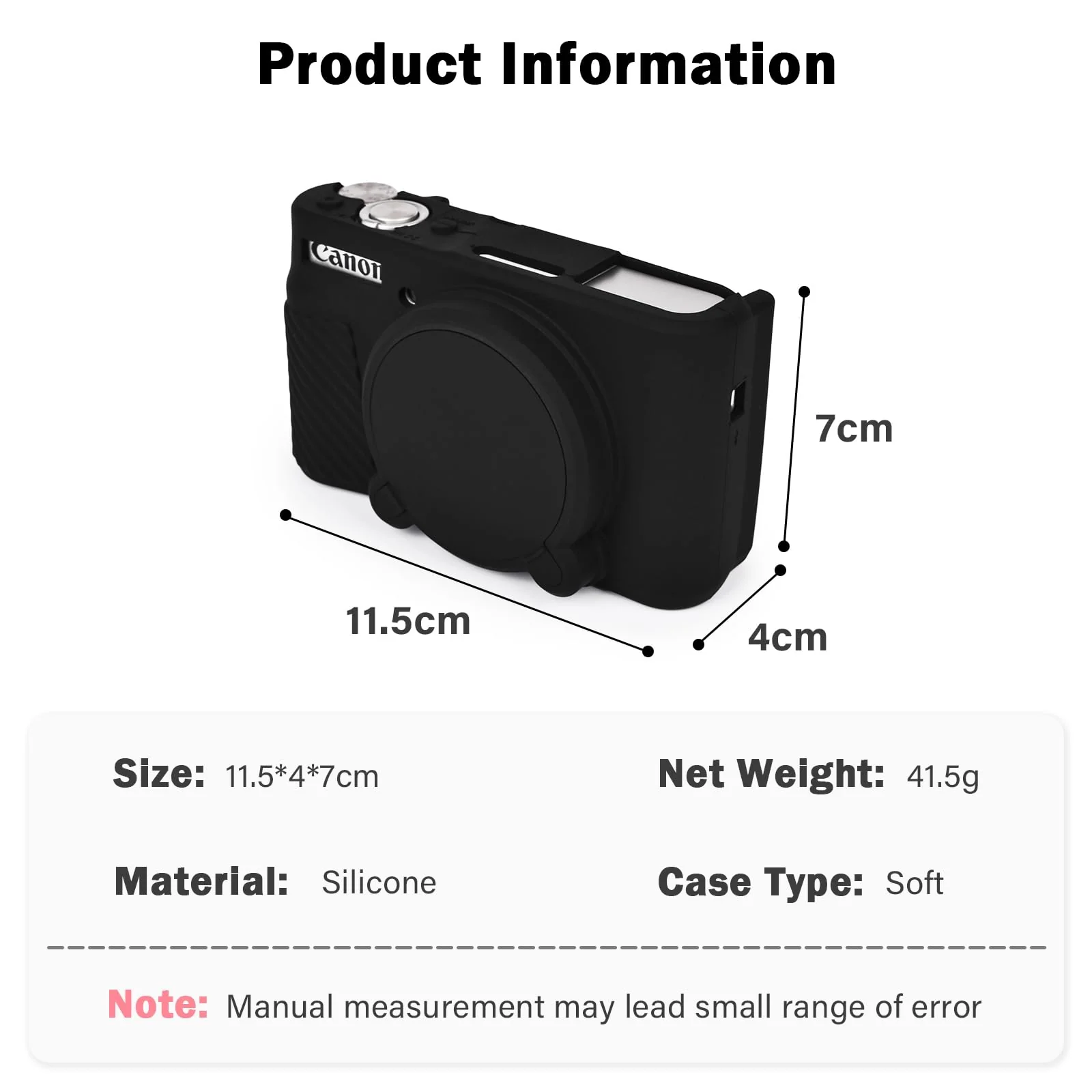 MUZIRI KINOKOO SX730 SX740 Camera Case, Soft Silicone Case for Canon PowerShot SX740/SX730 HS Camera - Anti-Scratch Slim Fit Lightweight Protective Case - Black - Image 3