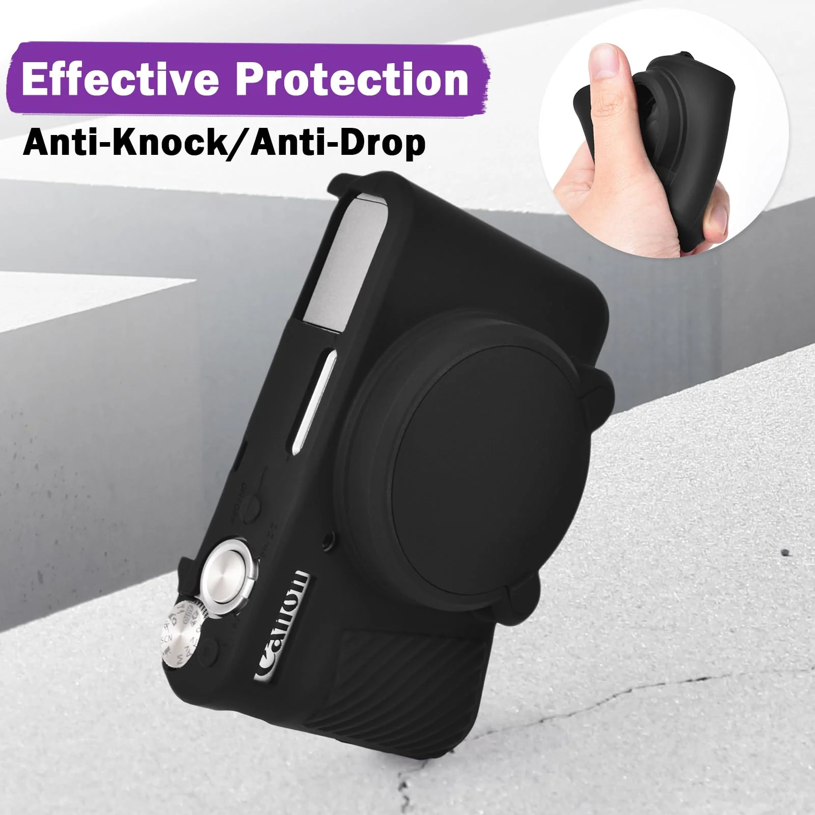 MUZIRI KINOKOO SX730 SX740 Camera Case, Soft Silicone Case for Canon PowerShot SX740/SX730 HS Camera - Anti-Scratch Slim Fit Lightweight Protective Case - Black - Image 6