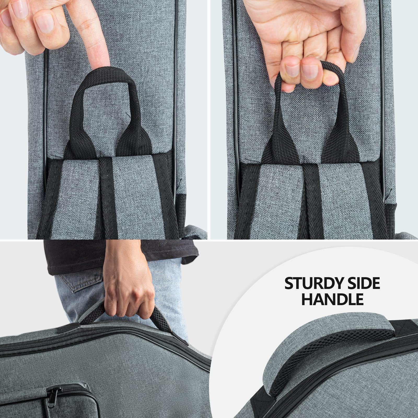 MUZNOTE Bass Guitar Bag Gig Bag Backpack Electric Bass Guitar Case Soft 0.38 inch Padding Lightweight with Pockets Waterproof (Grey) Bass Guitar Bag-6mm - Image 4