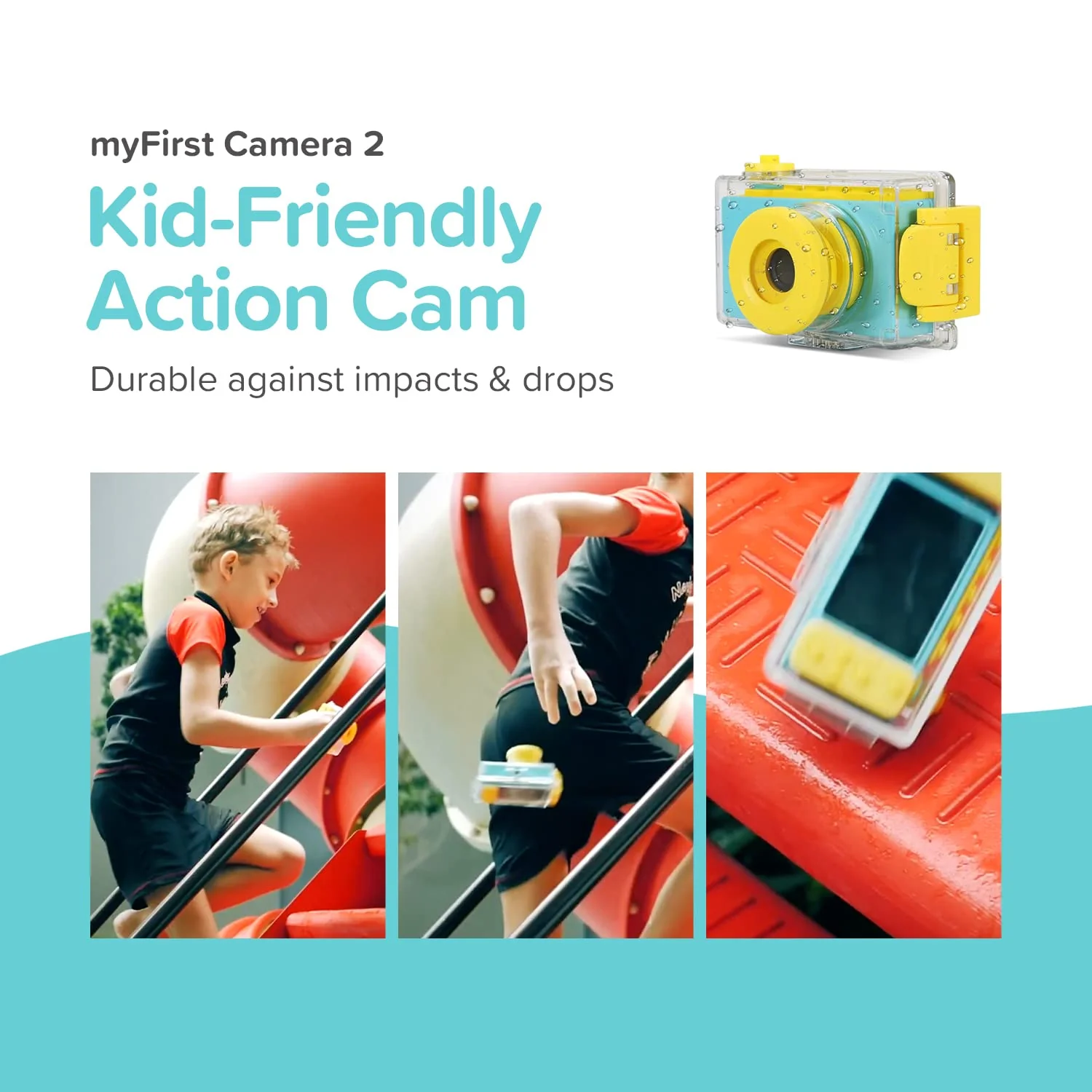 myFirst Camera 2-8MP Underwater Camera for Kids Waterproof Camera 1080P HD Video with Free 16GB Memory Card Shockproof Case Action Camera Birthday Gift for Girls Boys Age 4 5 6 7 8 year old (Blue) Blue - Image 3