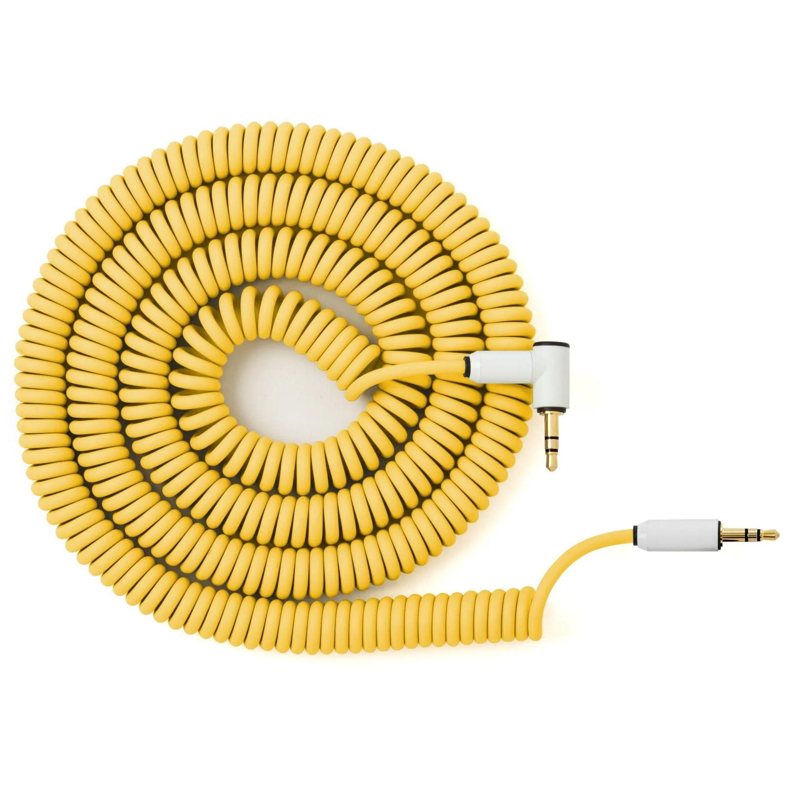 MyVolts Candycord Audio Cable, Straight Mini Jack to Angled Mini Jack, Curly 100cm to 200cm, Pineapple Yellow Colour, Perfect for Microfreak, Korg Volca, Pocket Operator, Headphones mini to RA mini 100-200cm
