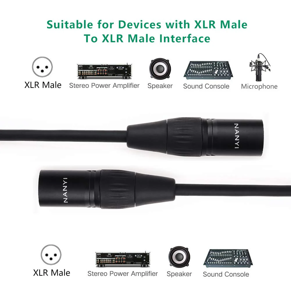 NANYI Microphone Cable 3-pin XLR Male-to-XLR Male Microphone Cable DMX Cable Patch Cord, Oxygen-Free Copper, 10 feet XLR Male To Male-10Feet - Image 2