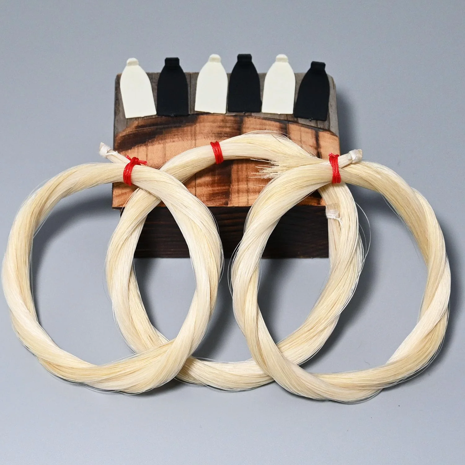 Natural Mongolian Horse Hair for Violin, Viola Bows Unbleached White 29'' Fiddle Bow Hair Replacement kit