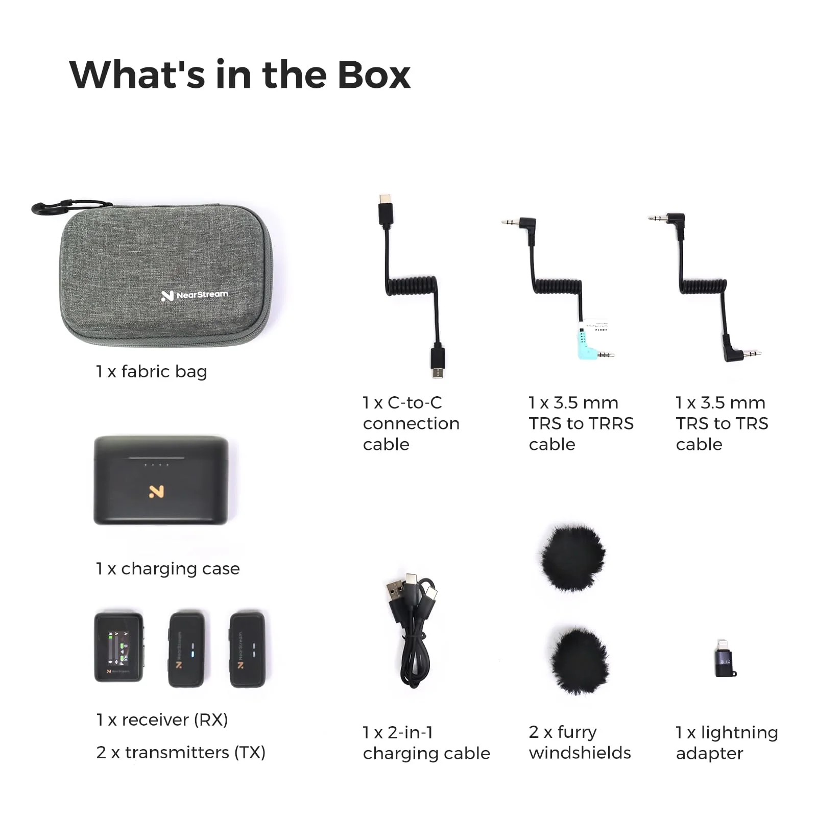 NearStream Wireless Lavalier Microphone for iPhone/Android/DSLR/Camera/PC, Wireless Lapel Microphone System with Noise Cancellation, 656ft Transmission, LCD Display, 20H Battery Life (AWM20T) 2TX+1RX+Charging Case - Image 9