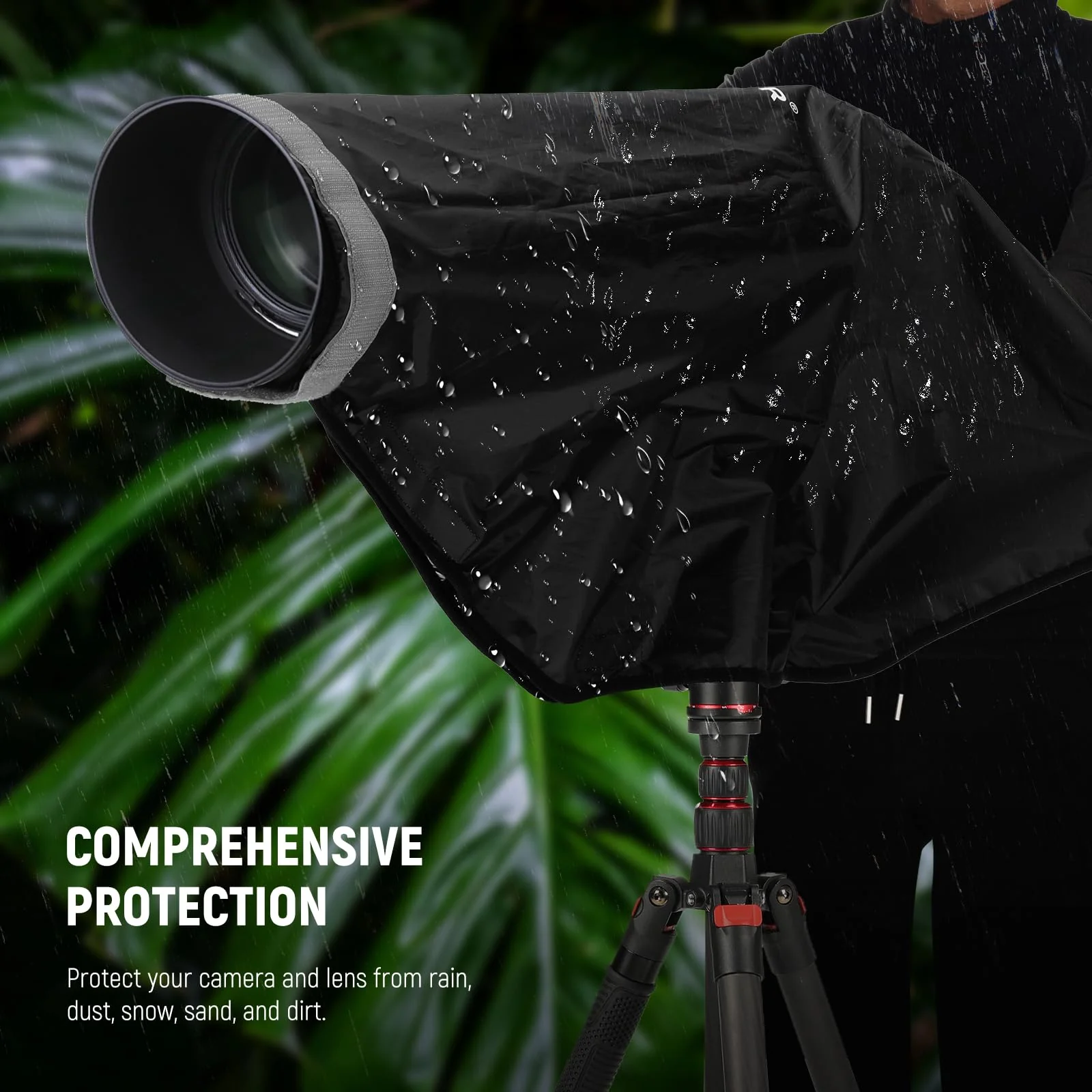 NEEWER 2 in 1 Camera Rain Cover & Reflector, XL Large Durable Nylon Waterproof Raincoat for Canon Sony Nikon Fujifilm DSLR Mirrorless Camera & Lens up to 800mm, with Viewing Window/Bag, PB017 - Image 7