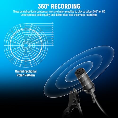 Neewer 2 Pack Lavalier Lapel Microphone Compatible with Rode Wireless GO II Wireless Pro DJI Wireless Mic, 3.5mm TRS Omnidirectional Condenser Wired Clip On Lav Mic for YouTube Live Stream, CM5 - Image 8