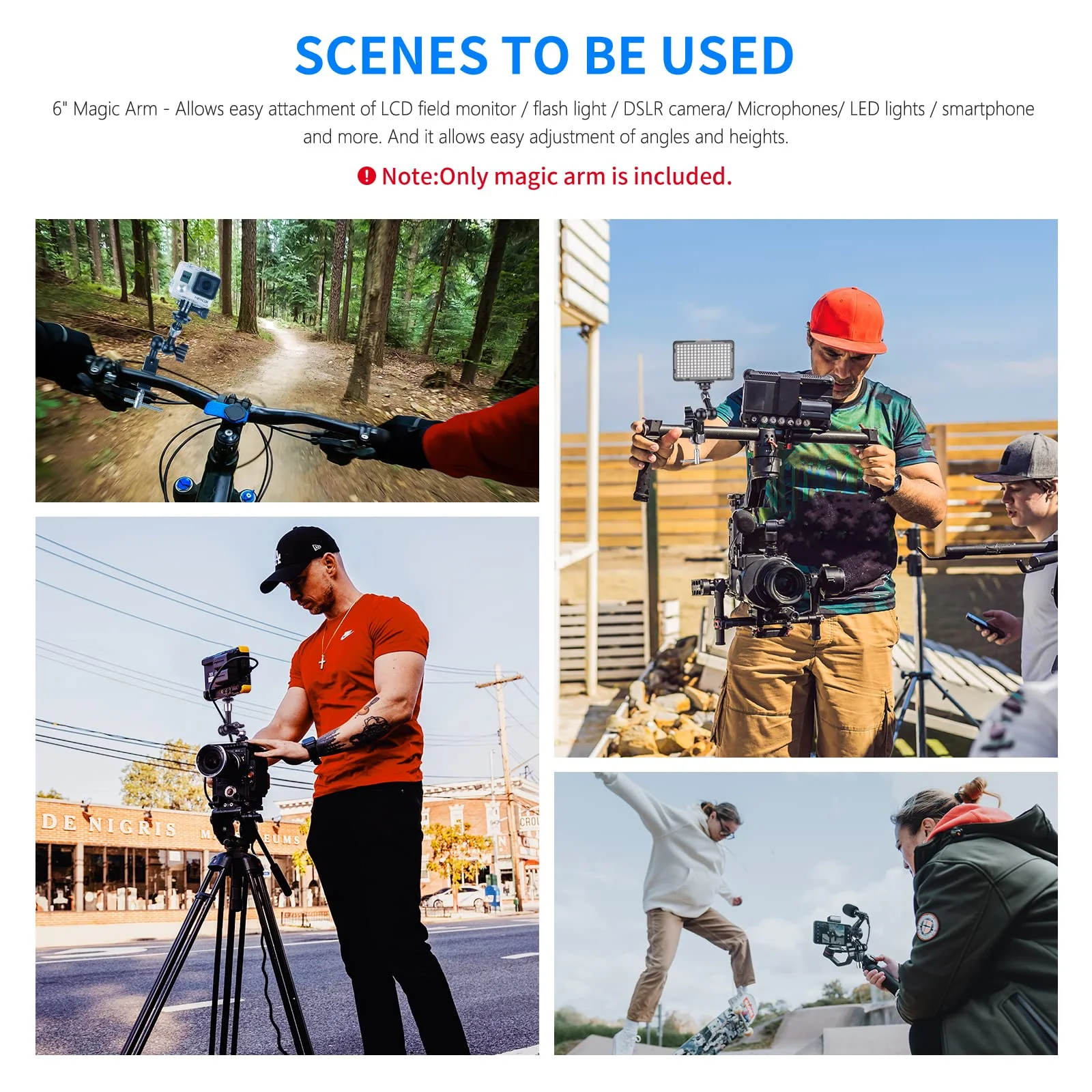 NEEWER 5.9"/15cm Adjustable Friction Magic Arm with 1/4" Screw on Both Ends, Compatible with SmallRig Cage, Flash/LED Light/Microphone/Monitor/SuperClip, Max Load 4.4lb/2kg, ST15 - Image 6