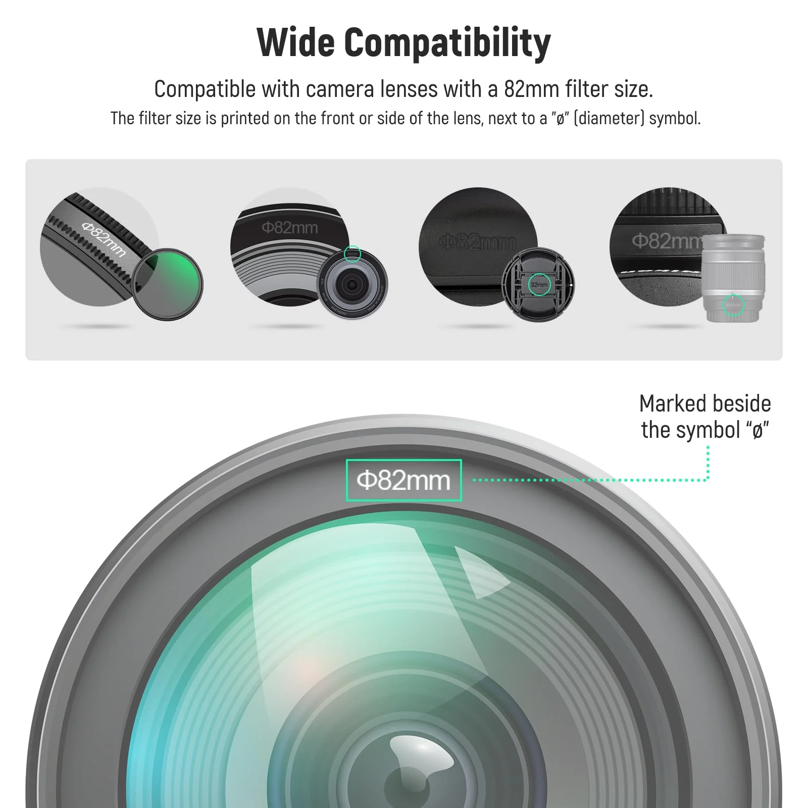 Neewer 82mm Lens Cap Kit (2 Pack), Lens Cover with Anti Loss Strap and Cleaning Cloth, Compatible with Canon Nikon Sony Fujifilm Panasonic Camera Lens of 82mm Diameter - Image 2