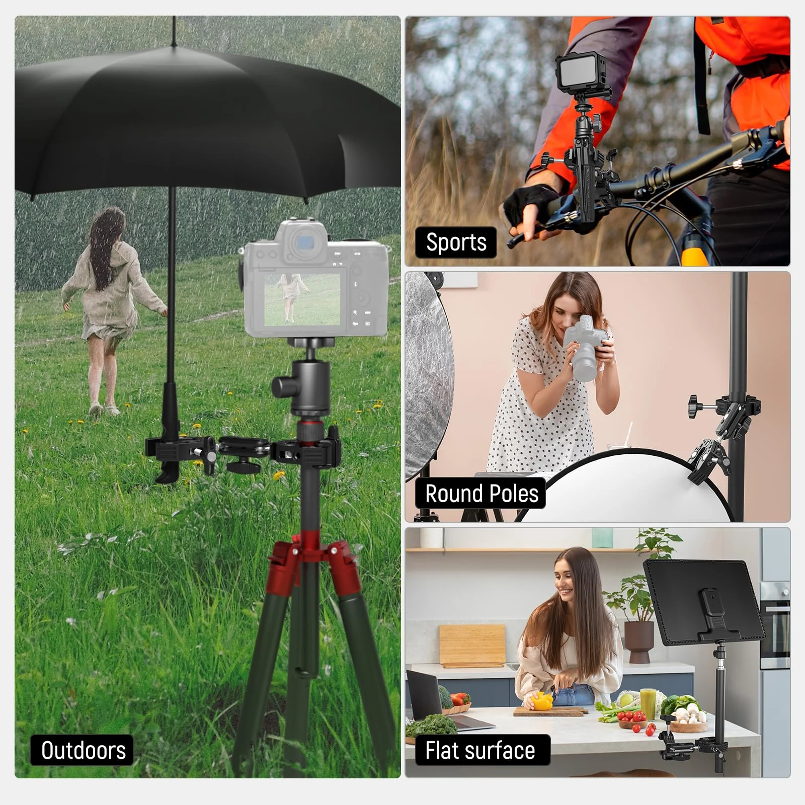 NEEWER Double Super Clamp Camera Mount with Magic Arm, Cold Shoes for Desk Studio Light Stand Holder Photography Reflector, Flag, Cross Bars, Motorcycle, Umbrella, Pole Stick Shoot Accessories Tools - Image 6