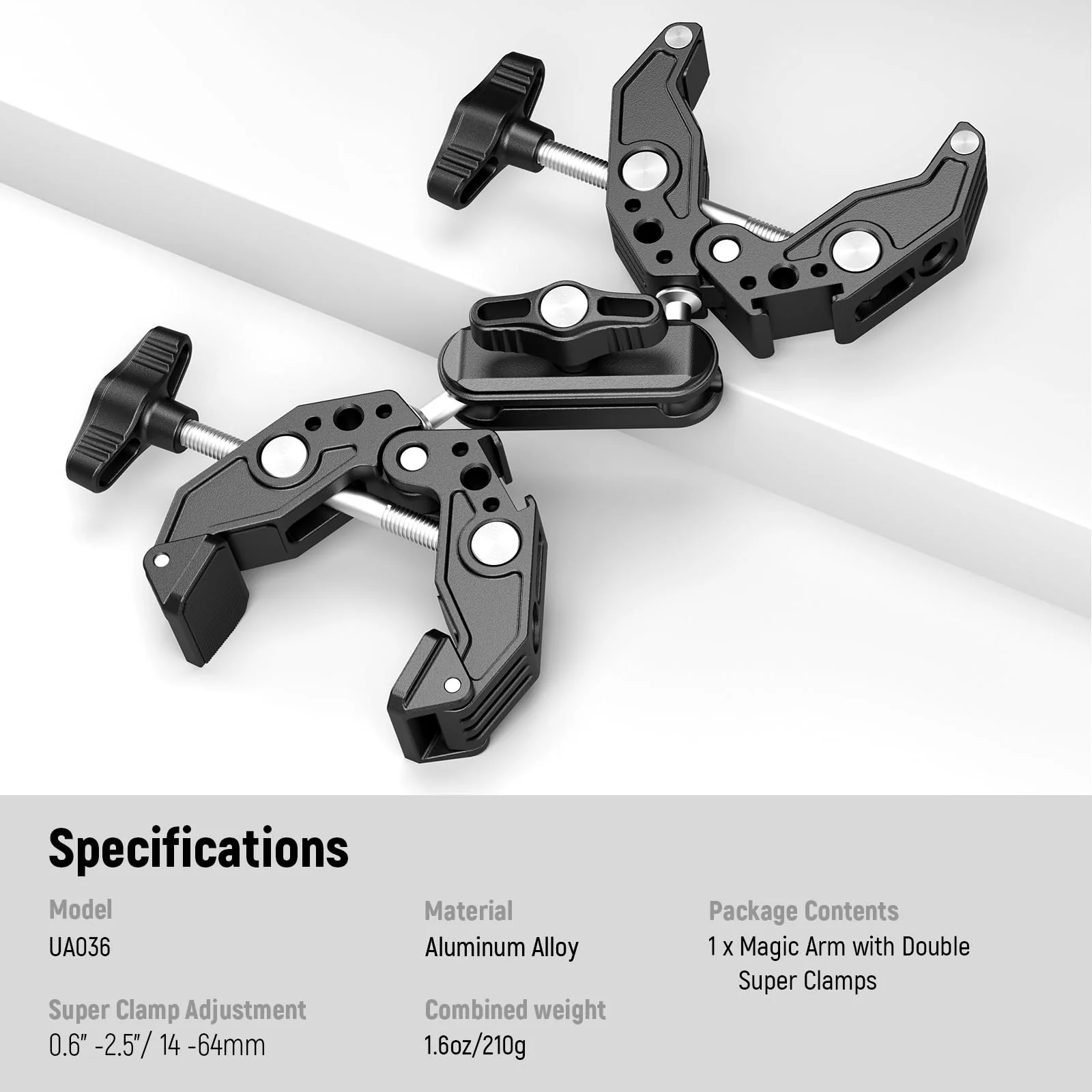 NEEWER Double Super Clamp Camera Mount with Magic Arm, Cold Shoes for Desk Studio Light Stand Holder Photography Reflector, Flag, Cross Bars, Motorcycle, Umbrella, Pole Stick Shoot Accessories Tools - Image 7