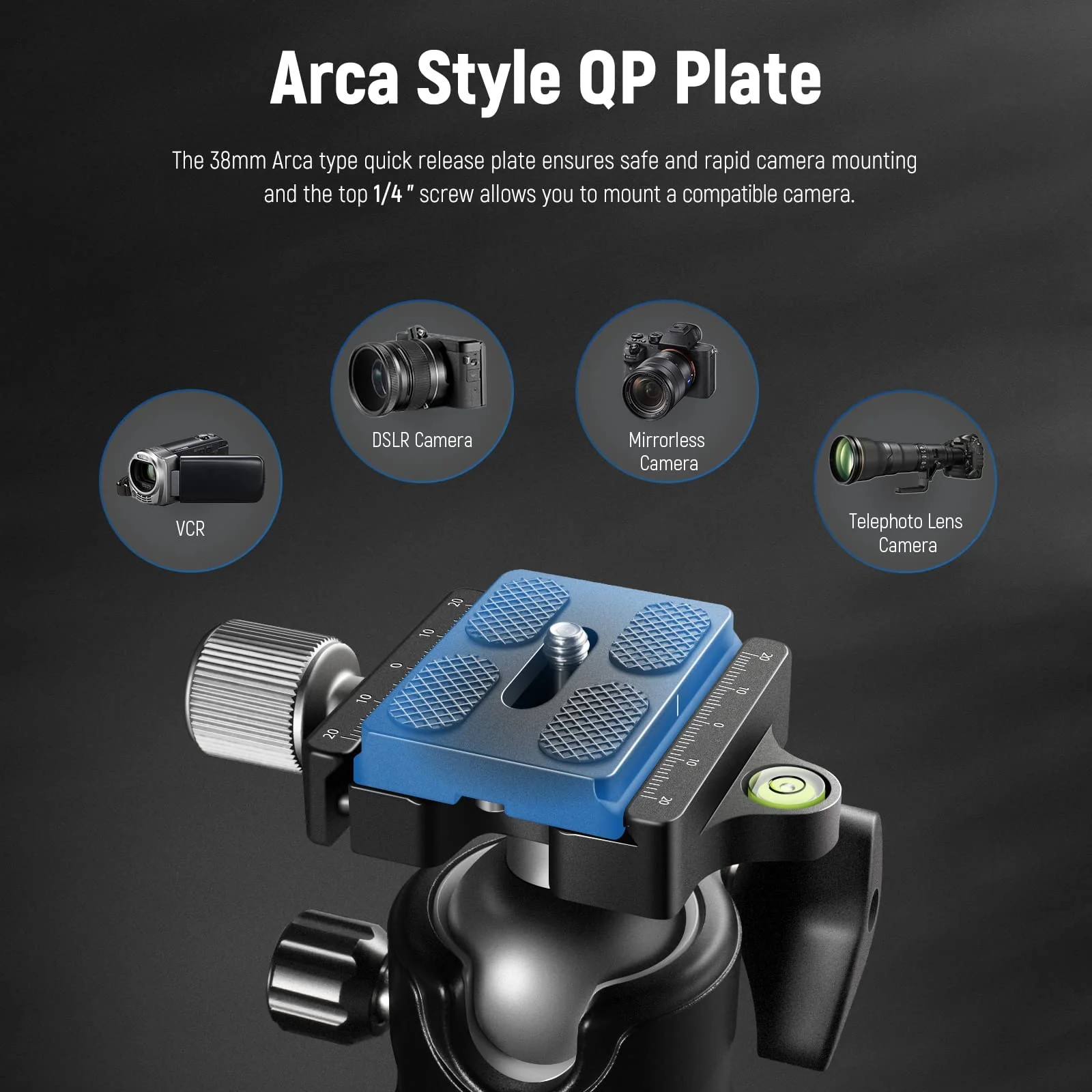 NEEWER Low Profile Camera Tripod Ball Head, 36mm Metal Panorama Ball Head Compatible with Arca 1/4” Quick Release Plate for Tripod Monopod Slider DSLR Camera Camcorder, Load Capacity: 33lb/15kg -GM36 - Image 4