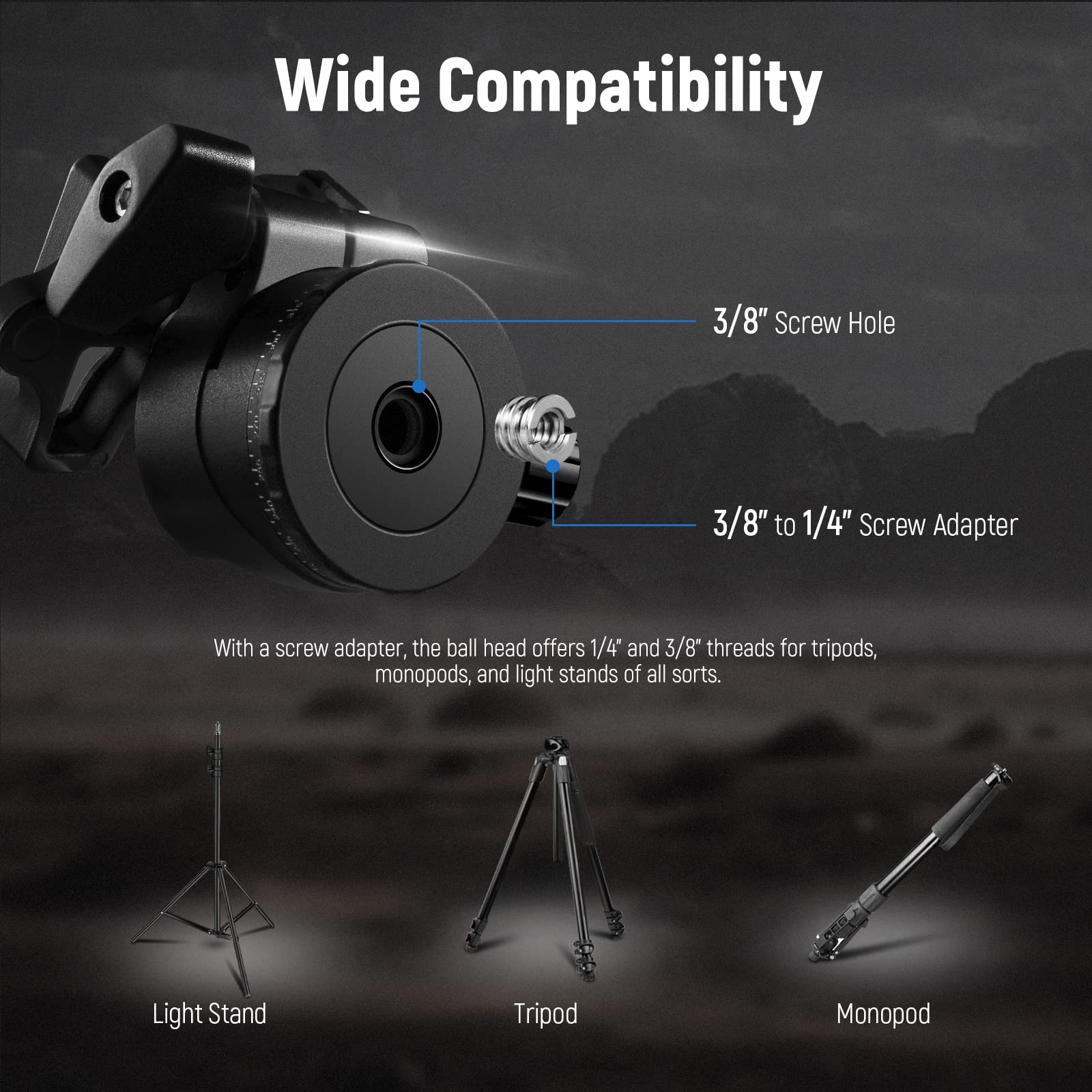 NEEWER Low Profile Camera Tripod Ball Head, 36mm Metal Panorama Ball Head Compatible with Arca 1/4” Quick Release Plate for Tripod Monopod Slider DSLR Camera Camcorder, Load Capacity: 33lb/15kg -GM36 - Image 5