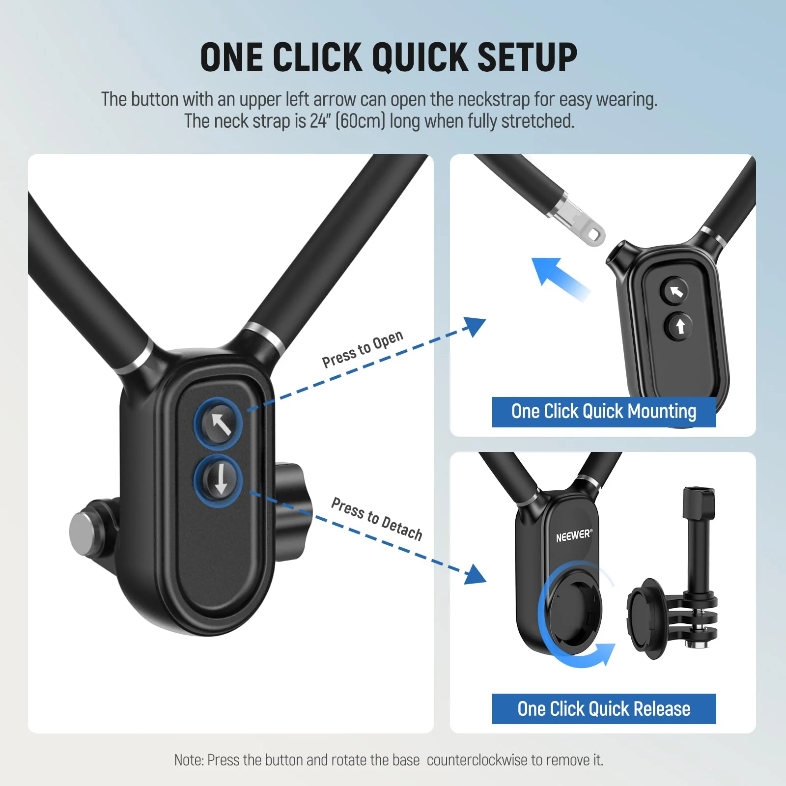 Neewer Magnetic Neck Holder for Action Camera & Phone, Hands Free Neck Tripod Chest Mount Compatible with GoPro DJI Insta360 iPhone 15 Android, Neck Phone holder for Recording POV Video Vlog, GP16 - Image 6