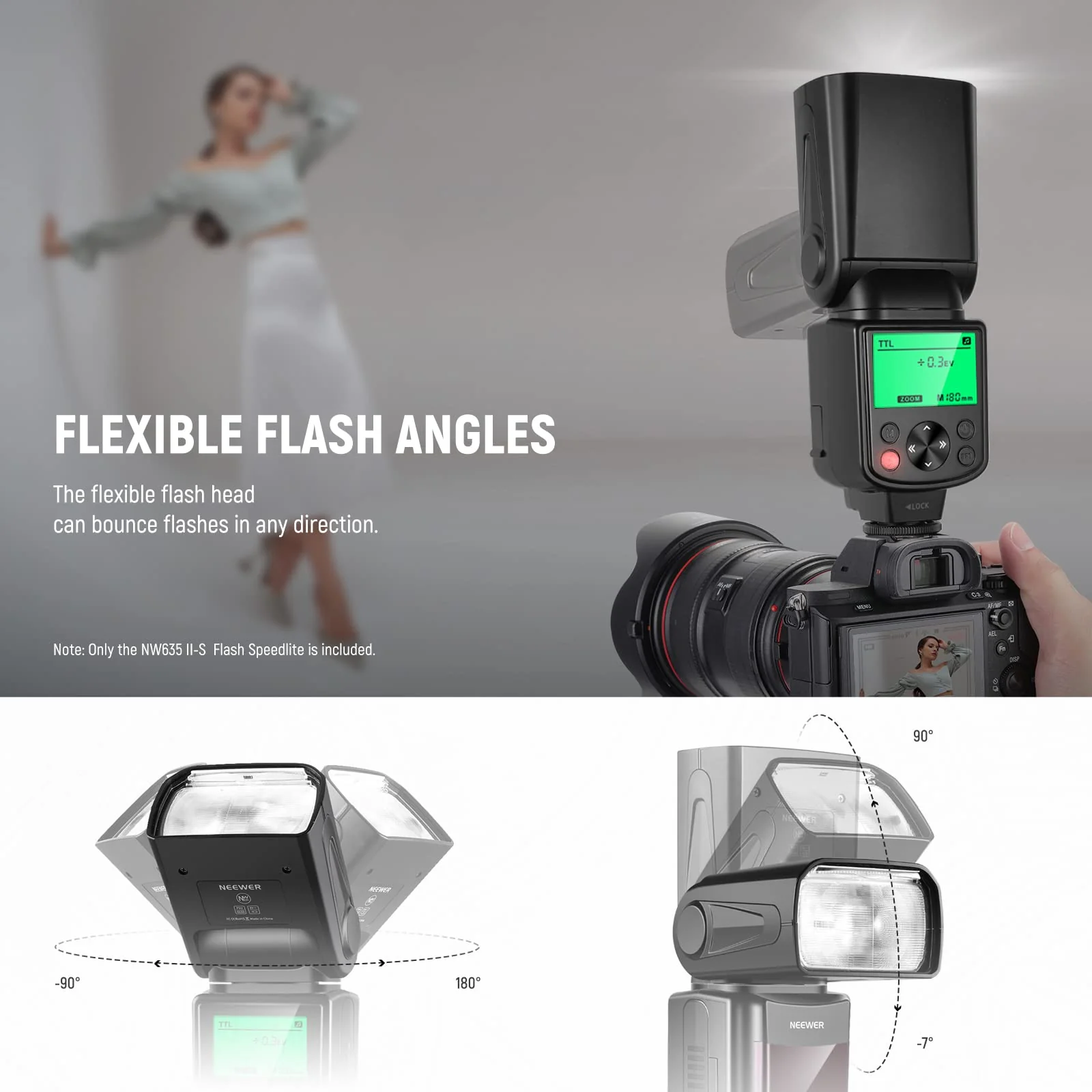 NEEWER NW635II-S TTL Camera Flash Speedlite with Soft Diffuser, Compatible with Sony A9 II A9 A7R V A7R IV A7 IV A7R III A7S III A7 III A7S II A7R II A7S A7 A7C A1 A6600 A6500 A6100 A6000 A99 A350 - Image 5