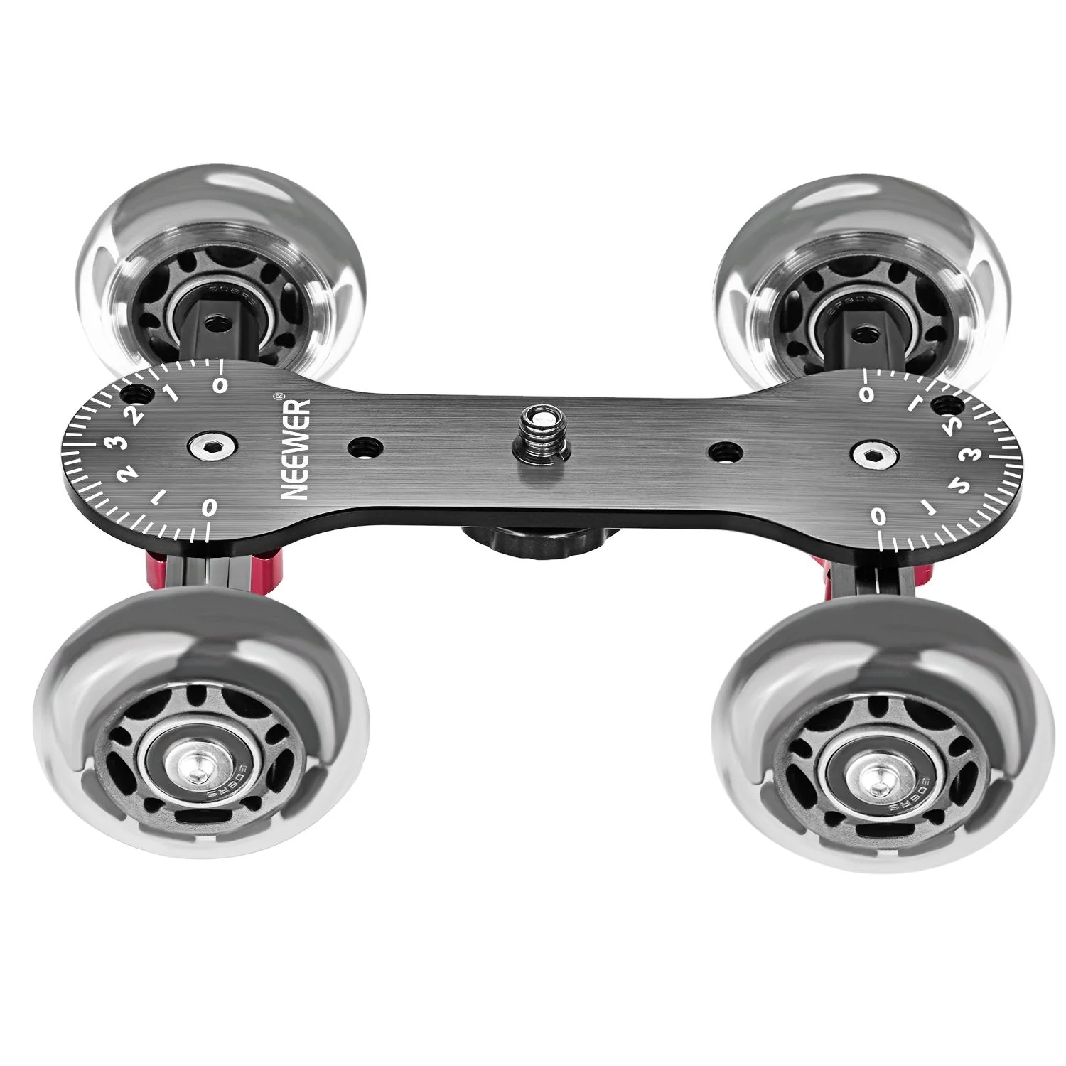 Neewer Scaled Camera Table Dolly Slider with 22 pounds/10 kilograms Load Capacity Skater Design Aluminum Rods Rotatable Rubber Wheels 1/4-inch 3/8-inch Screw Threads for DSLRs Video Camcorders (Black) - Image 4