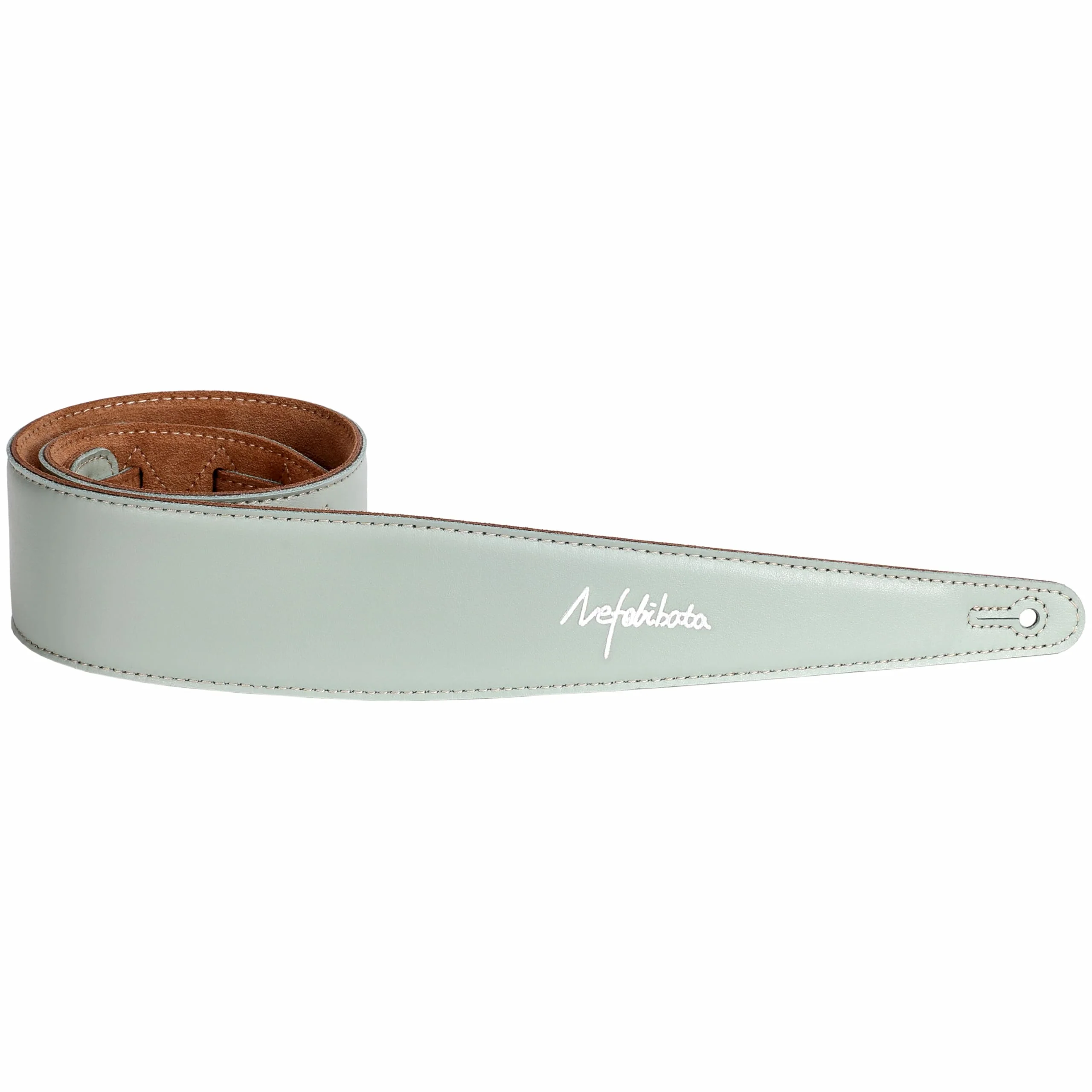 Nefelibata Guitar Strap 2.5", Head Layer Cowhide Italian Leather Adjustable Guitar Straps with Foam Padding for Bass, Electric, and Acoustic Guitars Light Green