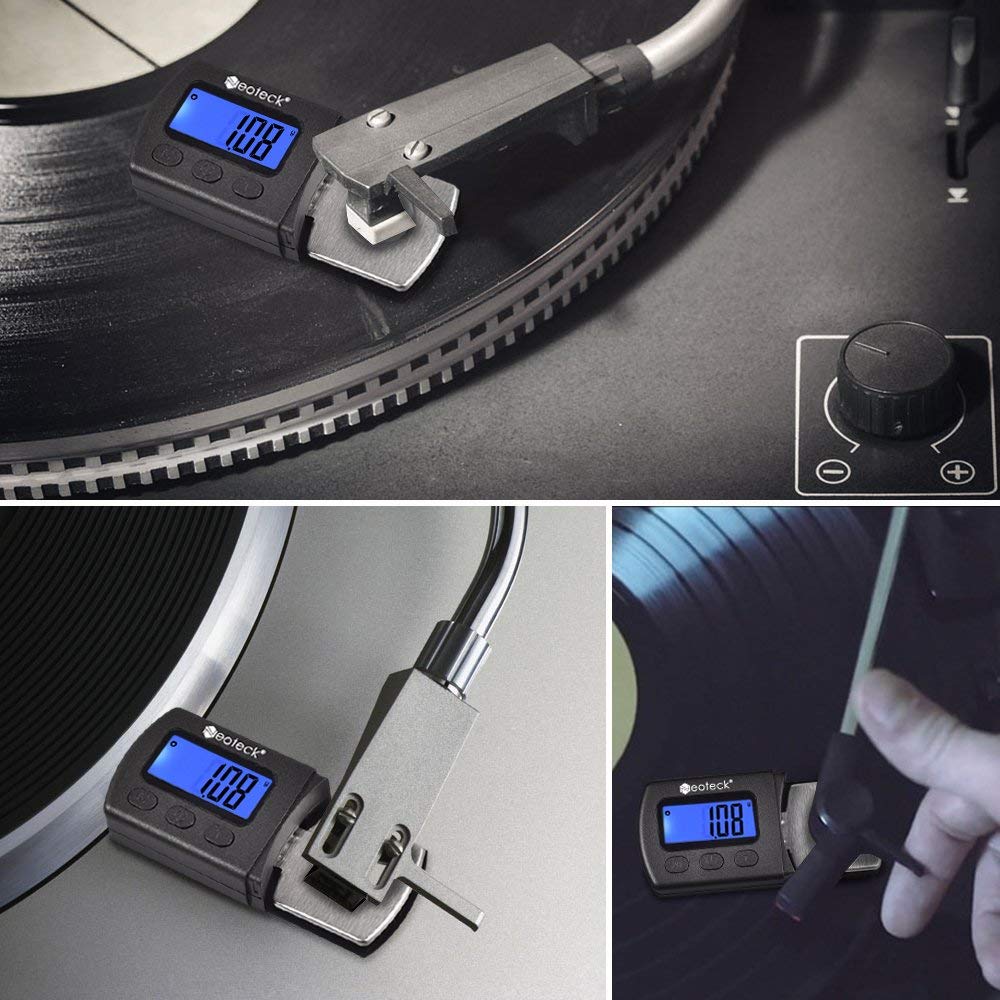 Neoteck Digital Turntable Stylus Force Scale Gauge 0.01g/5.00g Blue LCD Backlight for Tonearm Phono Cartridge Black - Image 2