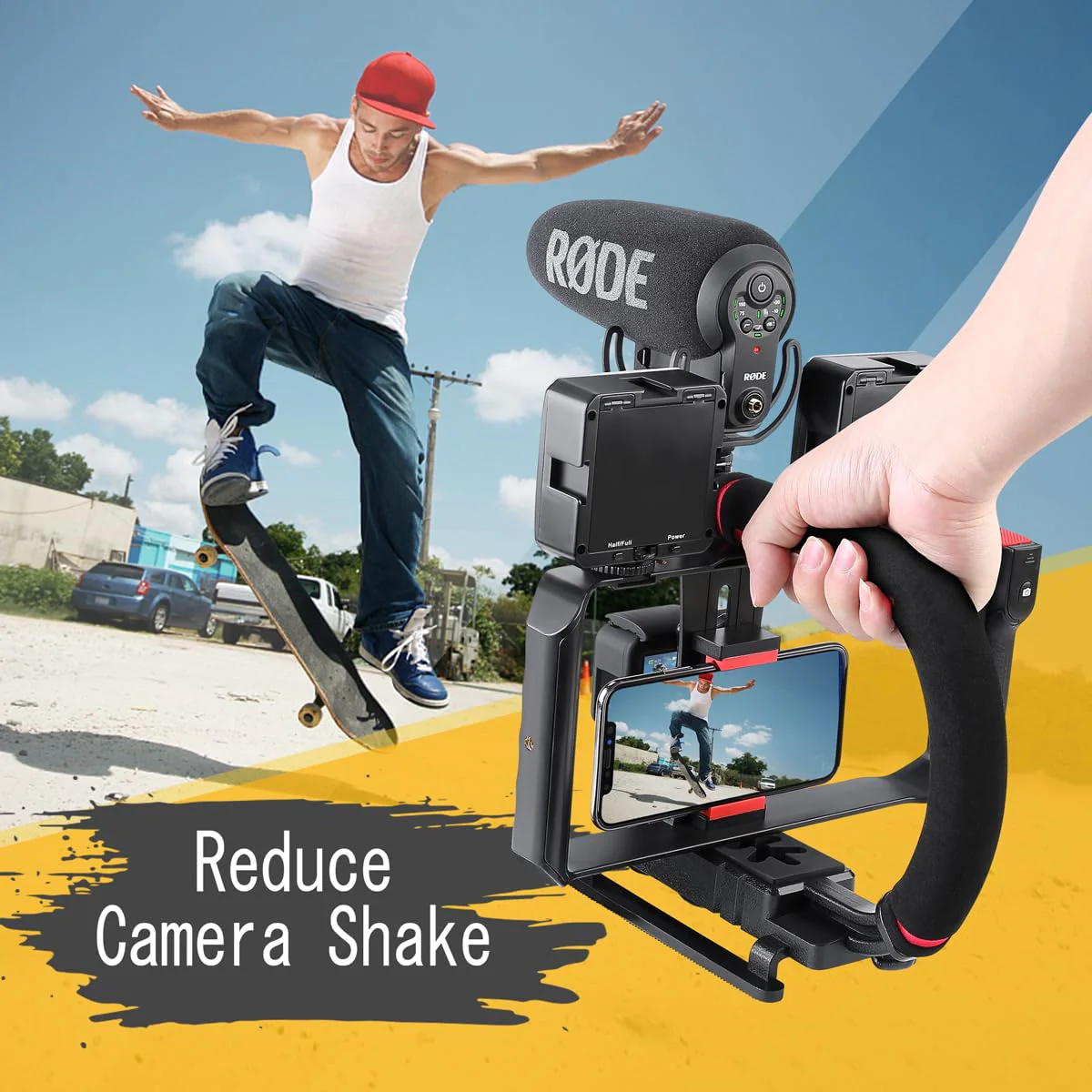 Neotter Handheld Stabilizer with Smartphone Video Rig, Video Action Handhels Rig for All Camera Action Camera Camcorder and Smartphones - Image 2