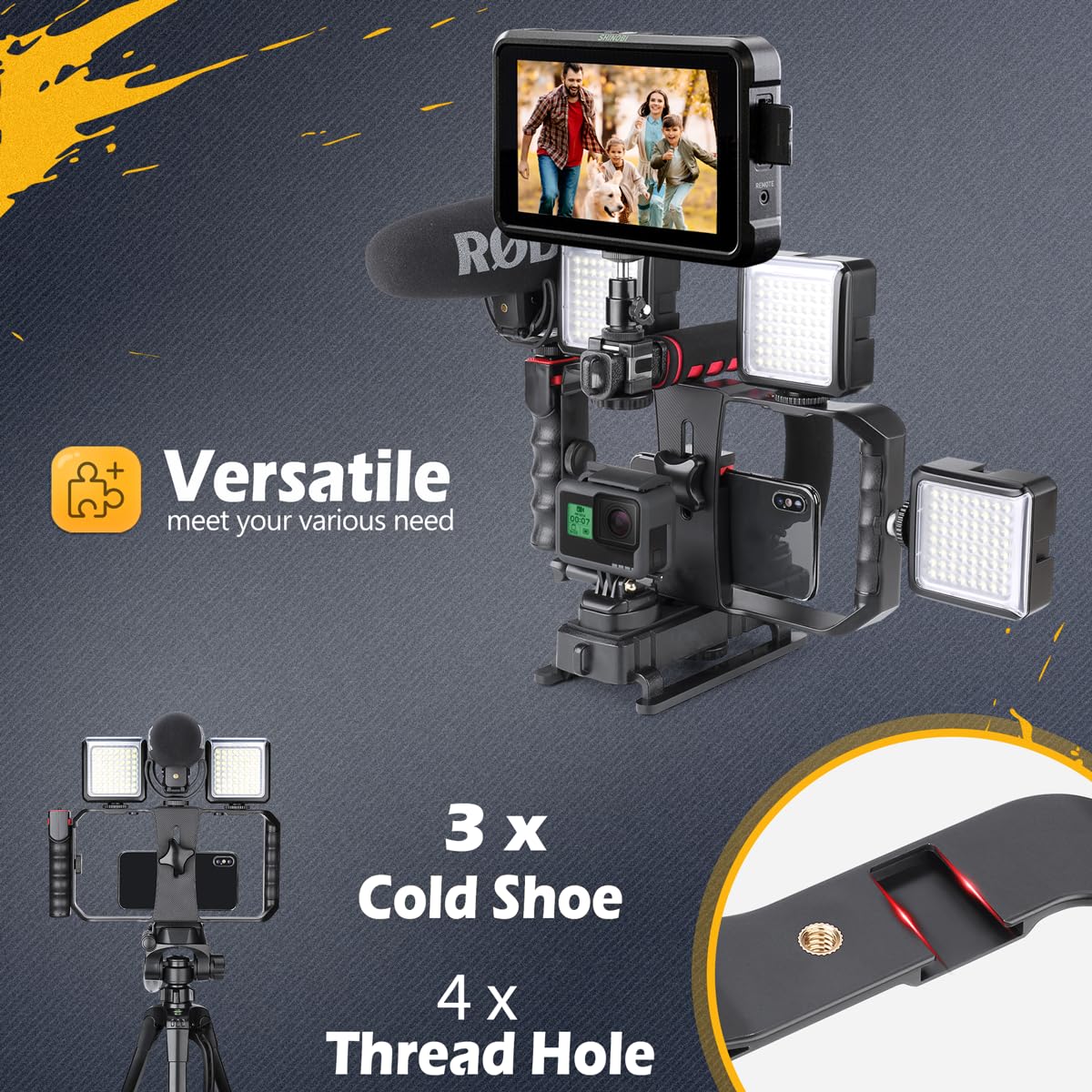 Neotter Handheld Stabilizer with Smartphone Video Rig, Video Action Handhels Rig for All Camera Action Camera Camcorder and Smartphones - Image 6